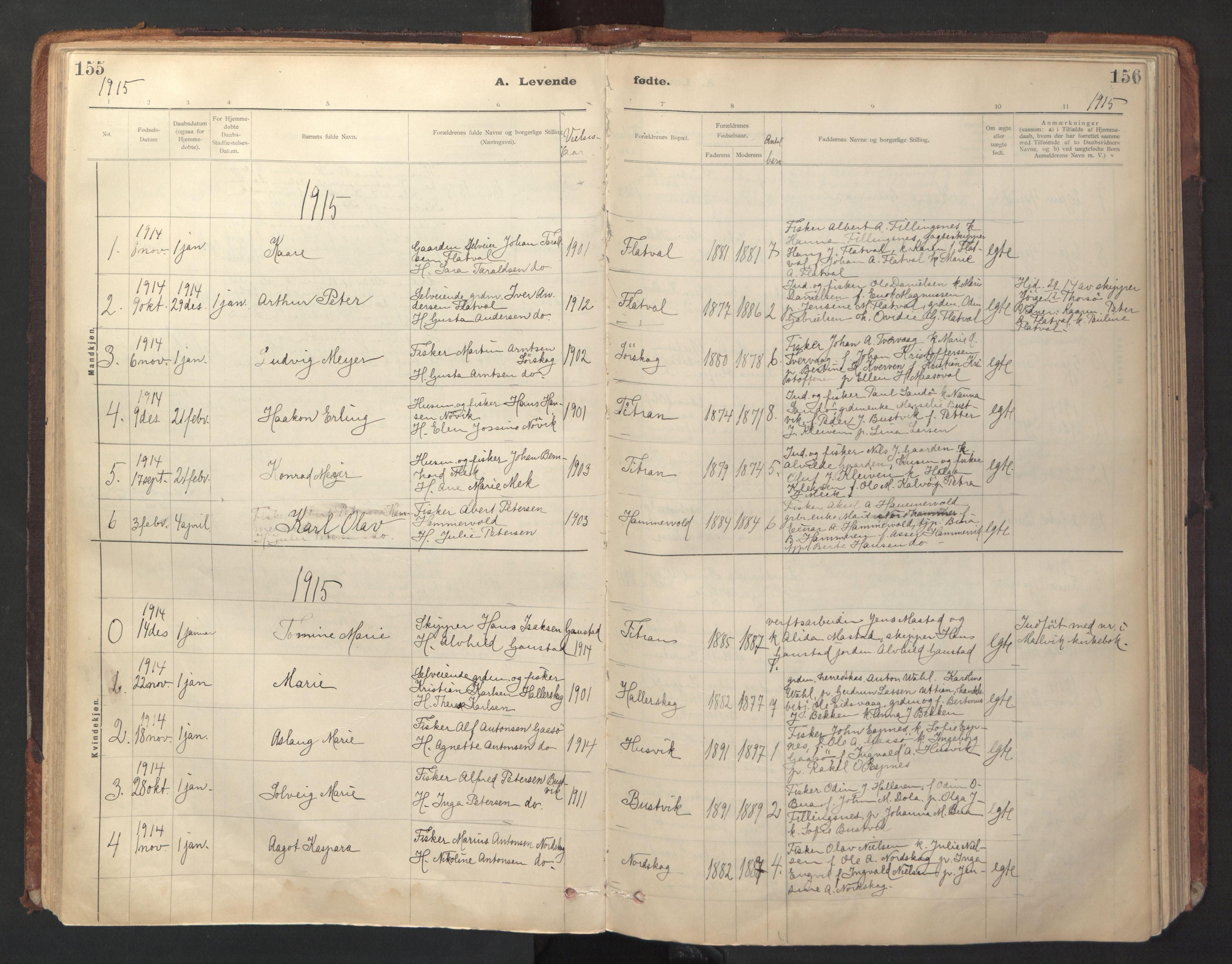 Ministerialprotokoller, klokkerbøker og fødselsregistre - Sør-Trøndelag, SAT/A-1456/641/L0596: Parish register (official) no. 641A02, 1898-1915, p. 155-156