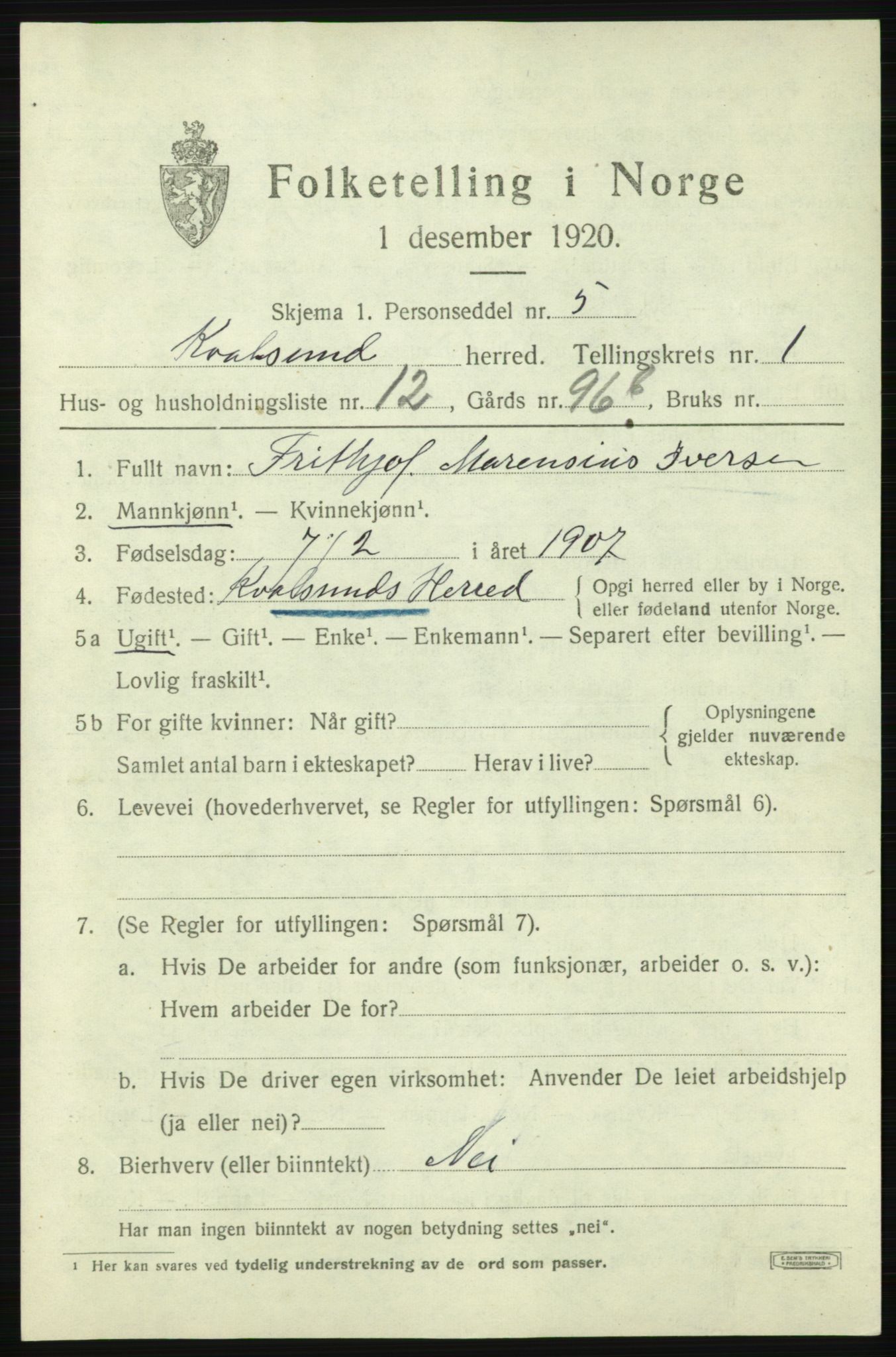 SATØ, 1920 census for , 1920, p. 640