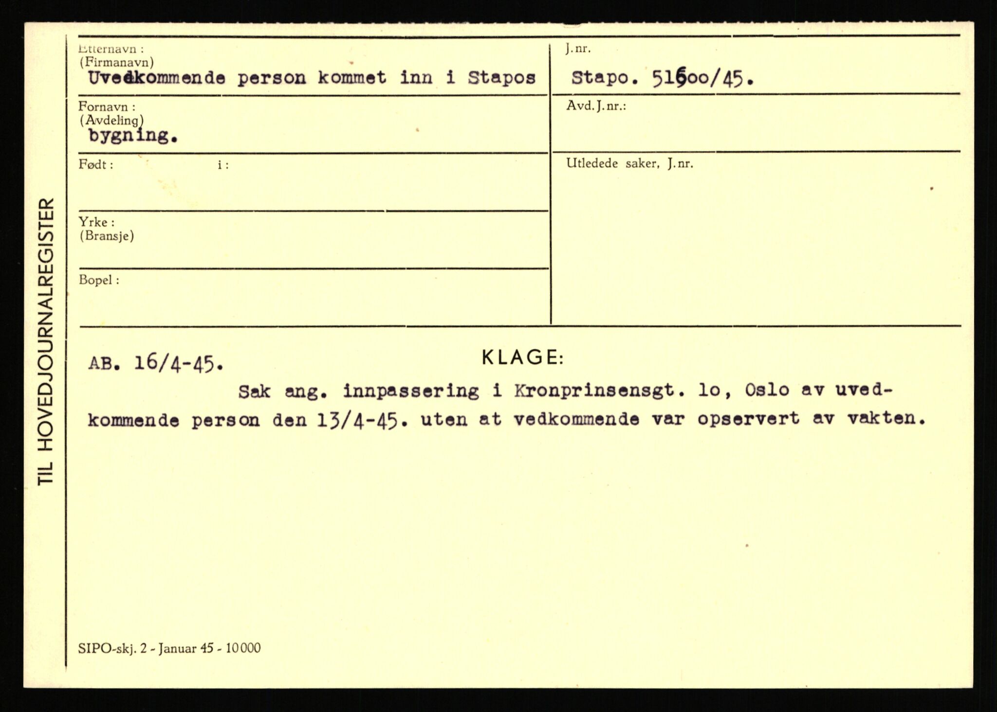 Statspolitiet - Hovedkontoret / Osloavdelingen, AV/RA-S-1329/C/Ca/L0016: Uberg - Øystese, 1943-1945, p. 415