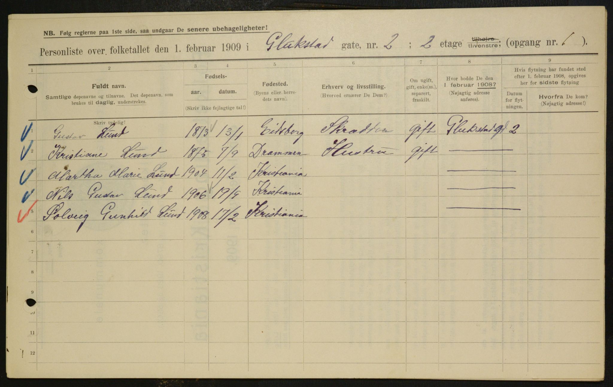 OBA, Municipal Census 1909 for Kristiania, 1909, p. 26642