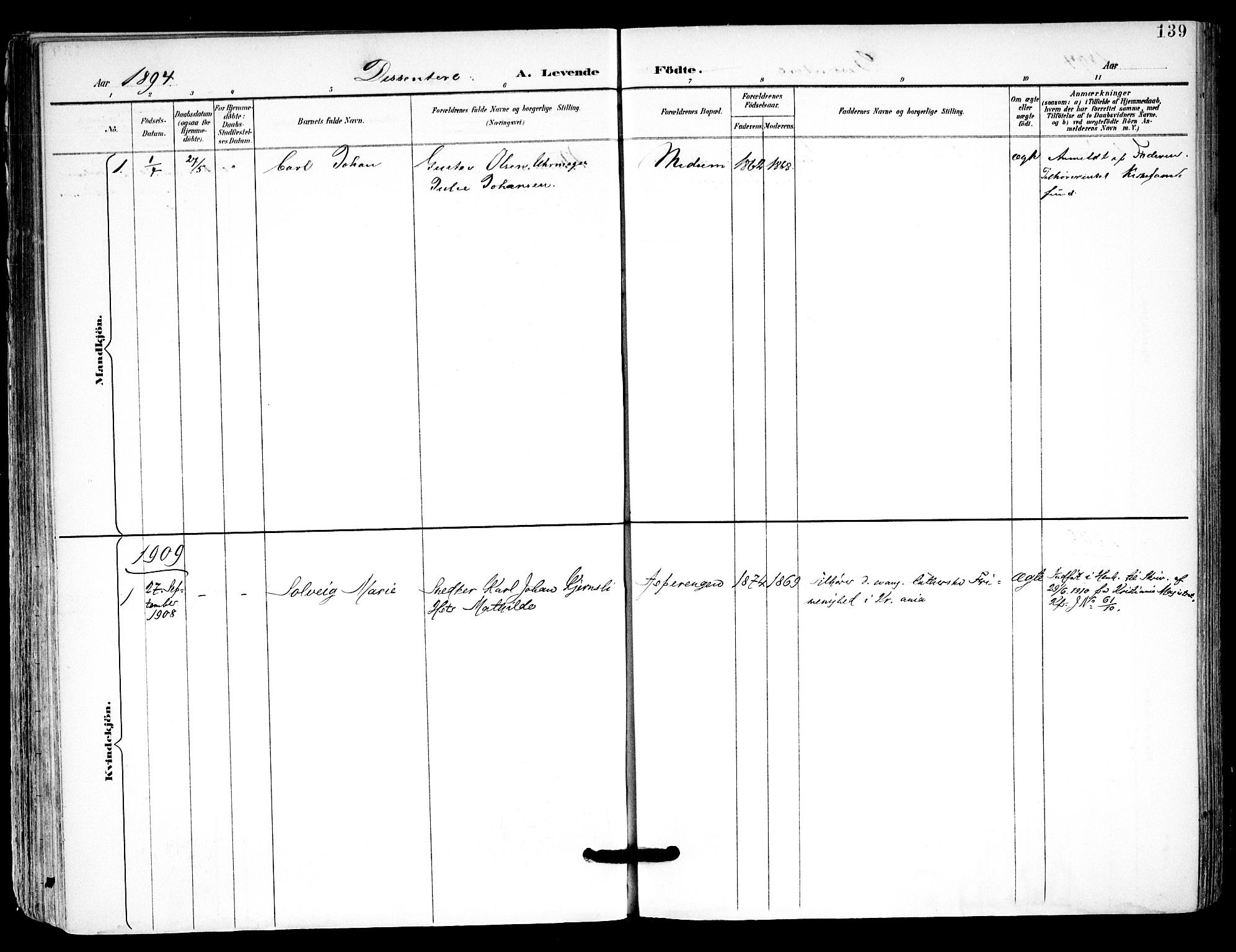 Kråkstad prestekontor Kirkebøker, SAO/A-10125a/F/Fa/L0010: Parish register (official) no. I 10, 1893-1931, p. 139