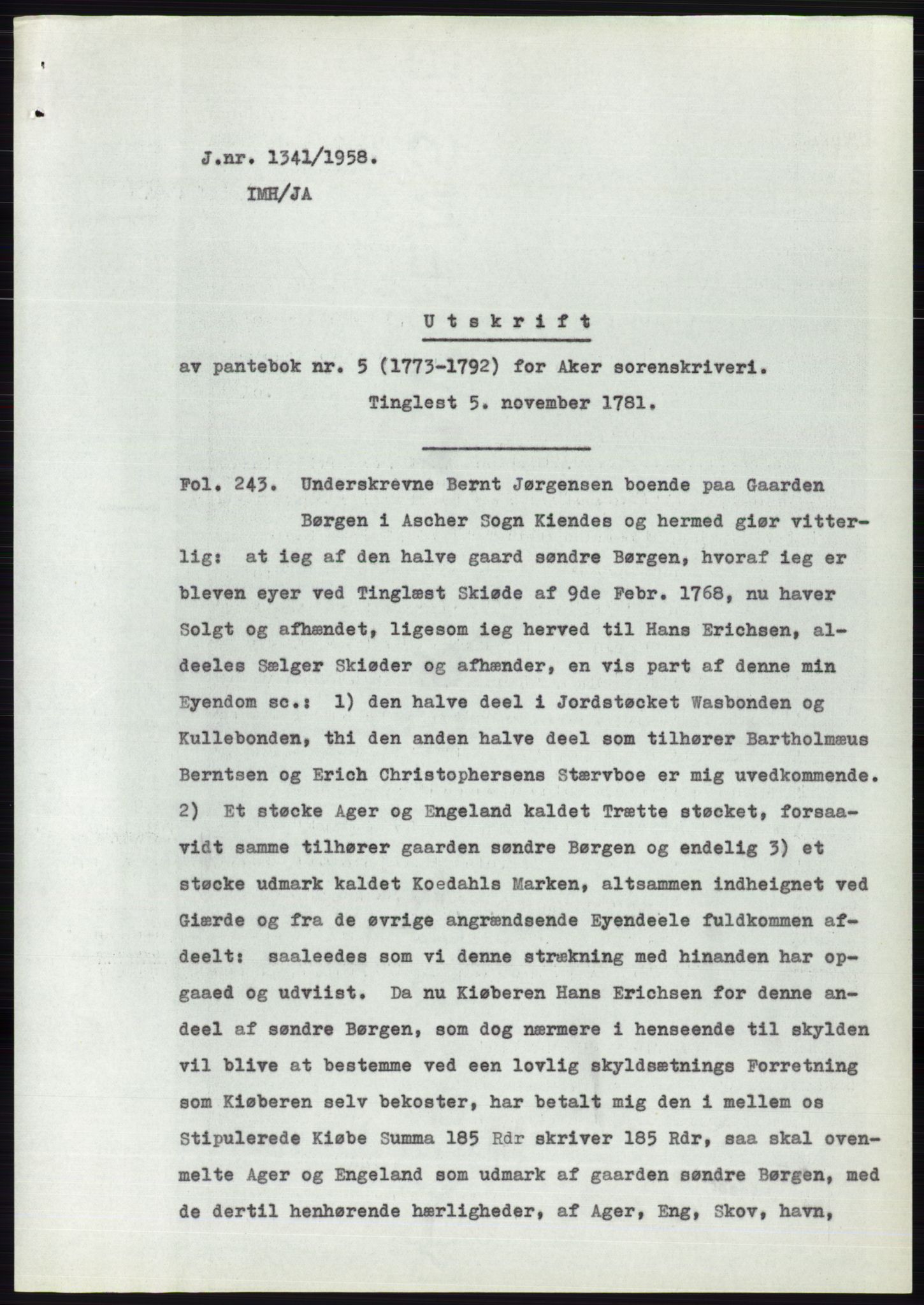 Statsarkivet i Oslo, SAO/A-10621/Z/Zd/L0009: Avskrifter, j.nr 1102-1439/1958 og 2-741/1959, 1958-1959, p. 78