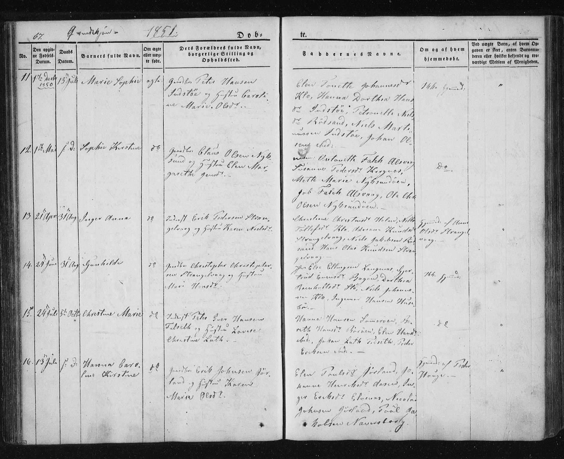 Ministerialprotokoller, klokkerbøker og fødselsregistre - Nordland, AV/SAT-A-1459/893/L1332: Parish register (official) no. 893A05, 1841-1858, p. 67