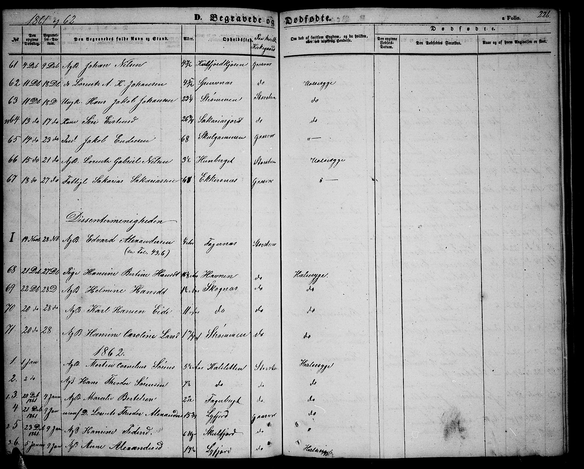 Tromsøysund sokneprestkontor, SATØ/S-1304/G/Gb/L0001klokker: Parish register (copy) no. 1, 1857-1869, p. 226