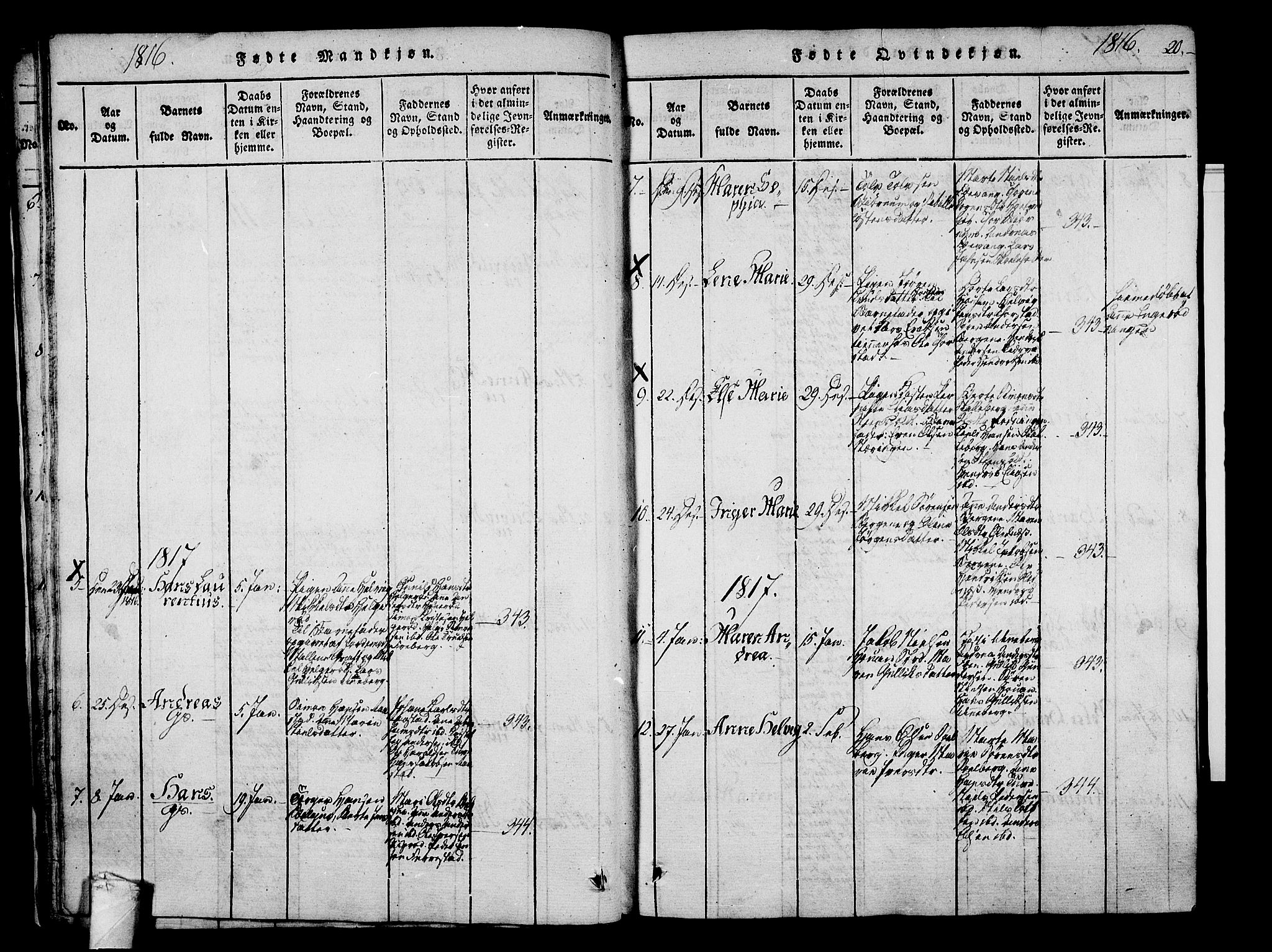 Sandar kirkebøker, AV/SAKO-A-243/F/Fa/L0004: Parish register (official) no. 4, 1814-1832, p. 20