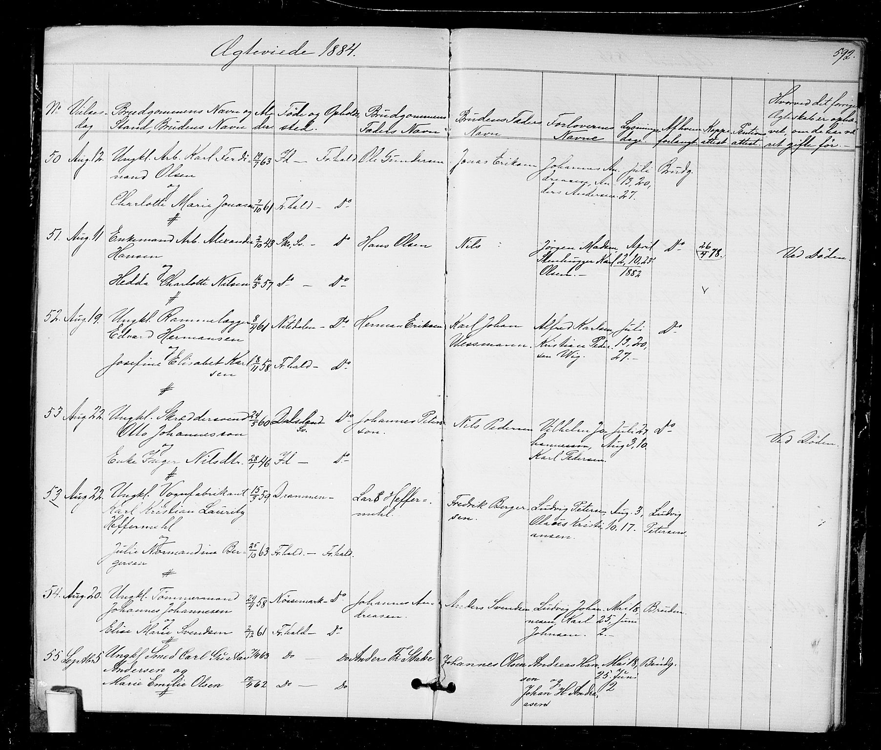 Halden prestekontor Kirkebøker, AV/SAO-A-10909/G/Ga/L0006: Parish register (copy) no. 6, 1869-1884, p. 592