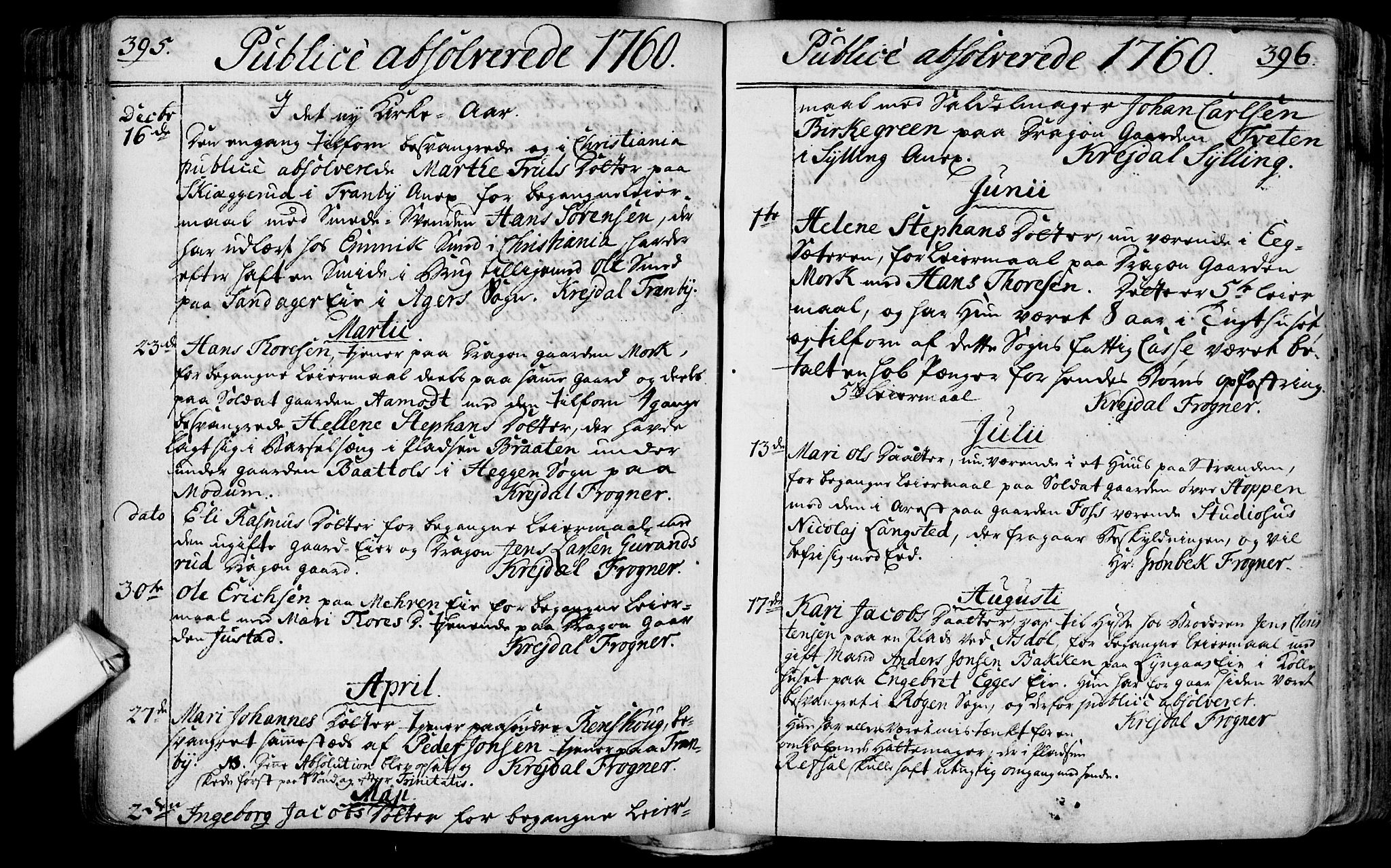 Lier kirkebøker, AV/SAKO-A-230/F/Fa/L0004: Parish register (official) no. I 4, 1749-1764, p. 395-396