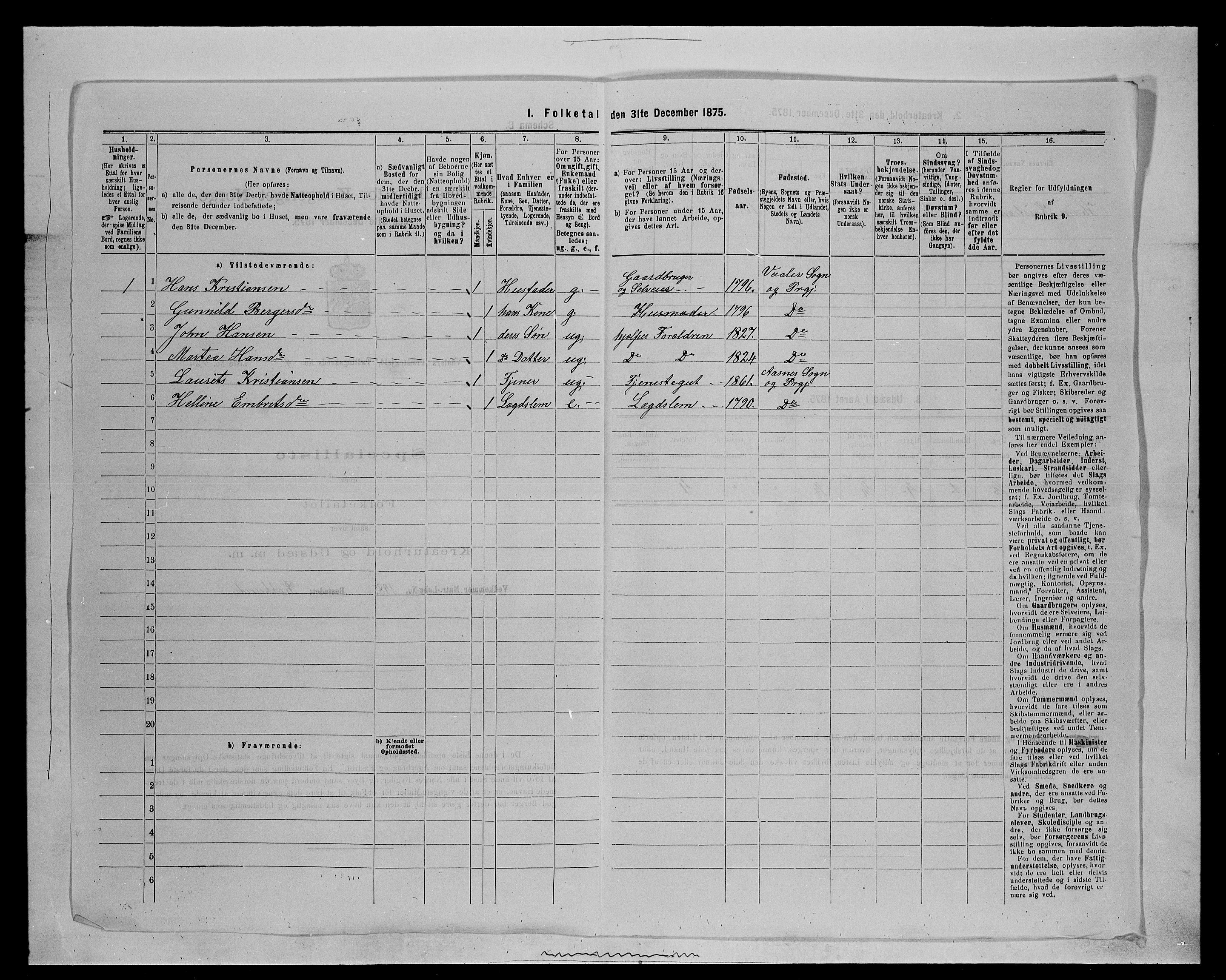 SAH, 1875 census for 0426P Våler parish (Hedmark), 1875, p. 1286