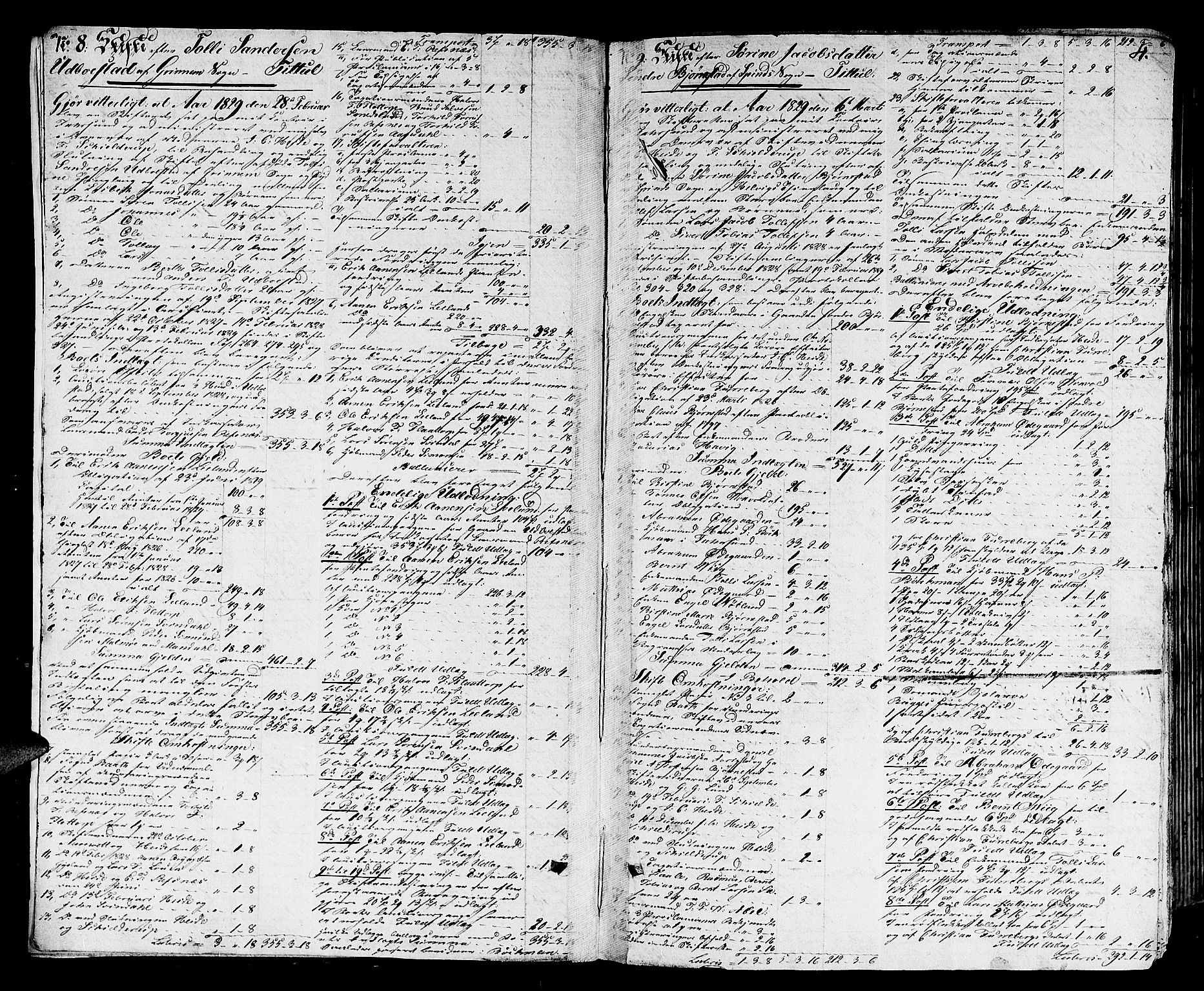 Lyngdal sorenskriveri, SAK/1221-0004/H/Hc/L0891: Skifteutlodningsprotokoll med register nr. 3, 1829-1843, p. 3b-4a