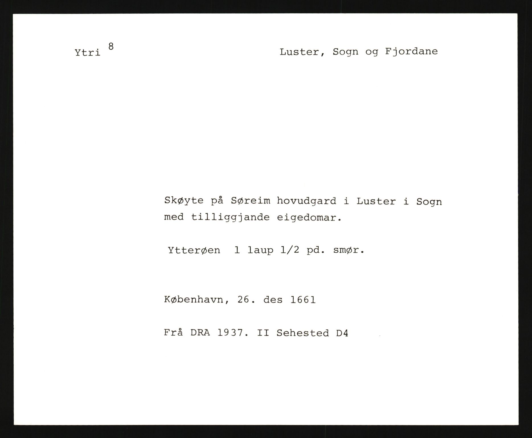 Riksarkivets diplomsamling, AV/RA-EA-5965/F35/F35e/L0030: Registreringssedler Sogn og Fjordane, 1400-1700, p. 97