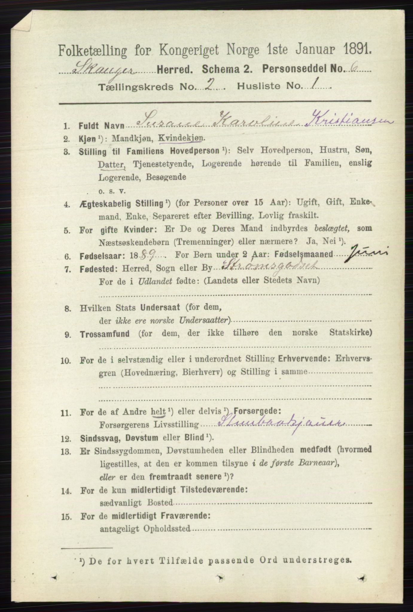 RA, 1891 census for 0712 Skoger, 1891, p. 860