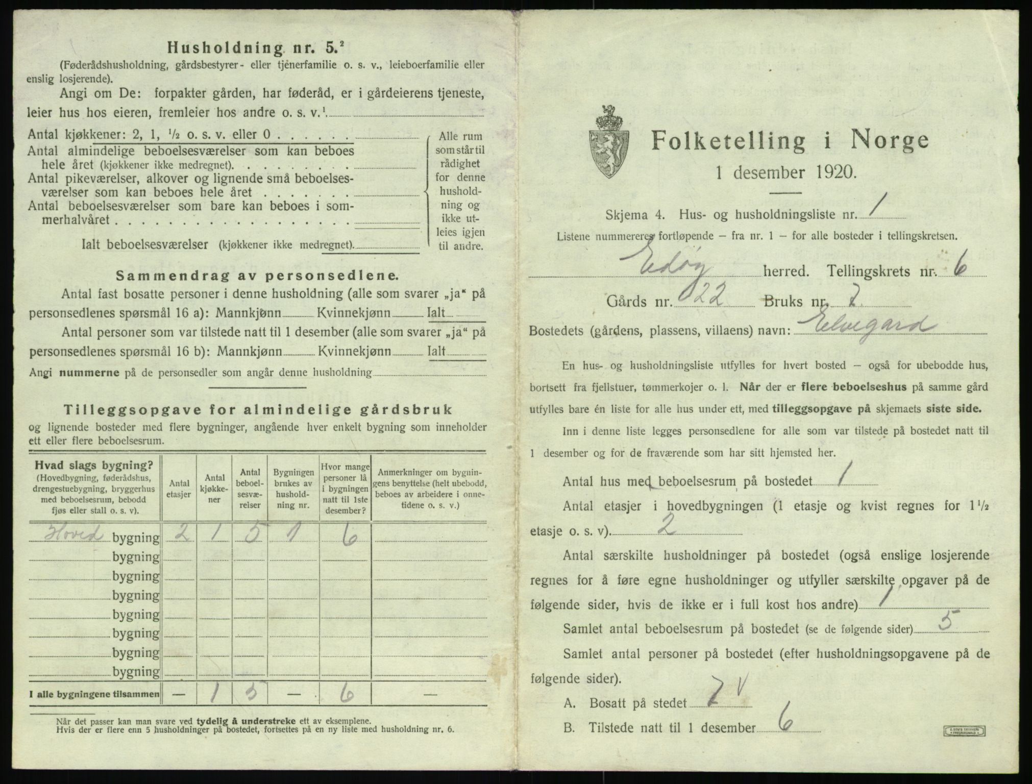 SAT, 1920 census for Edøy, 1920, p. 258