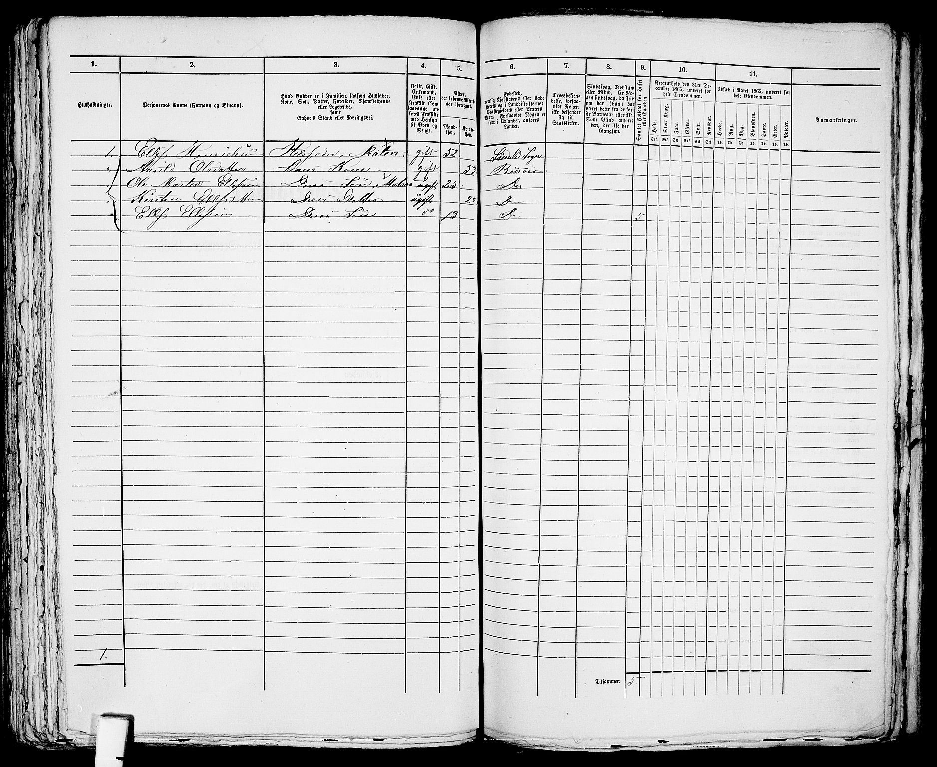 RA, 1865 census for Risør/Risør, 1865, p. 616