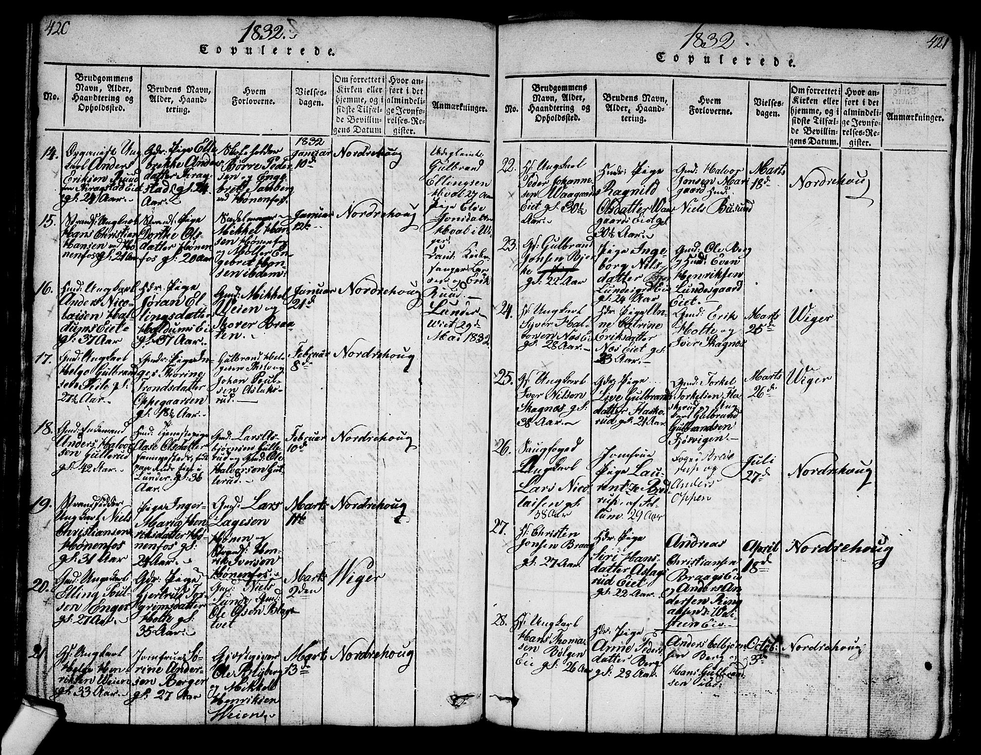 Norderhov kirkebøker, SAKO/A-237/G/Ga/L0003: Parish register (copy) no. I 3 /1, 1814-1876, p. 420-421