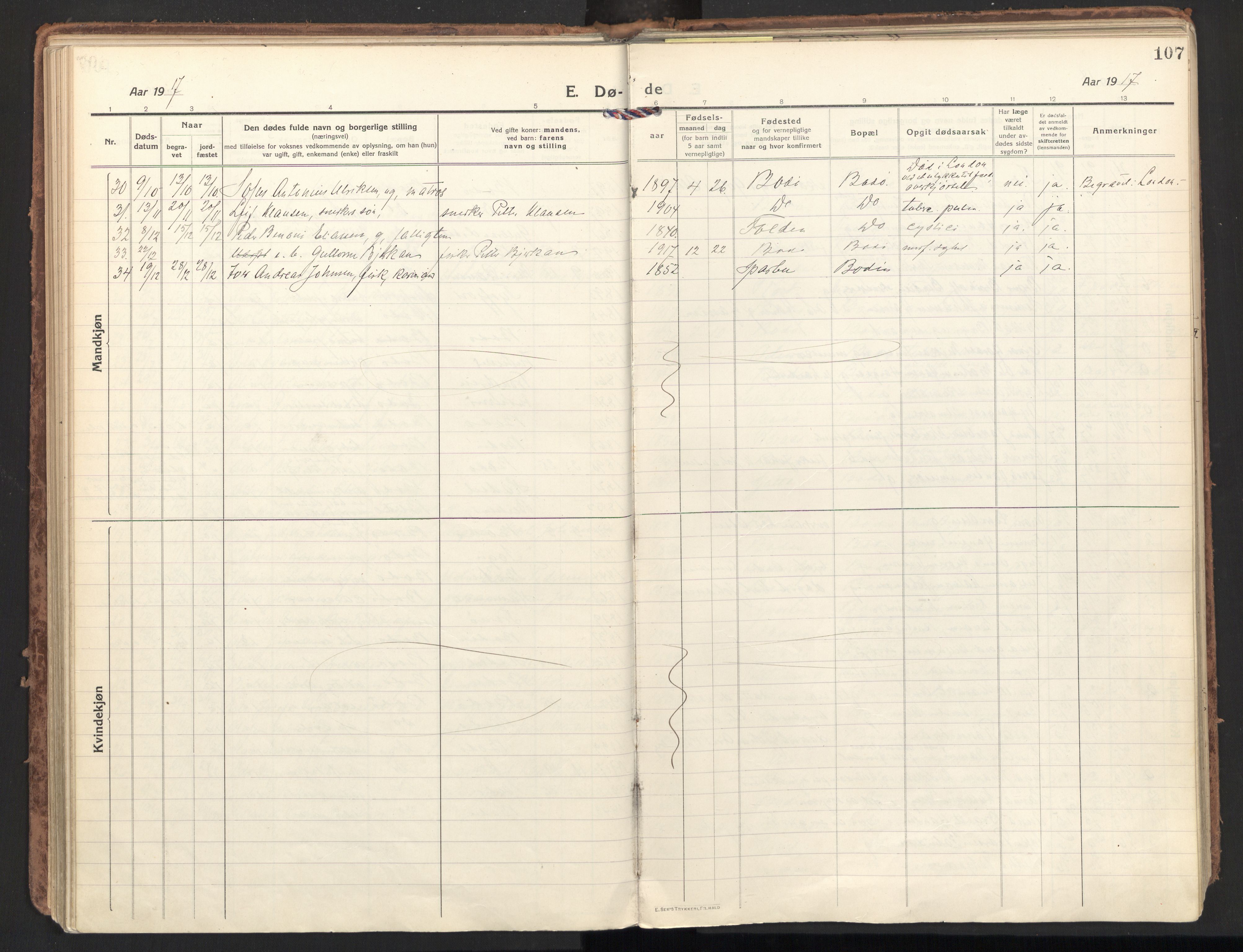 Ministerialprotokoller, klokkerbøker og fødselsregistre - Nordland, SAT/A-1459/801/L0018: Parish register (official) no. 801A18, 1916-1930, p. 107
