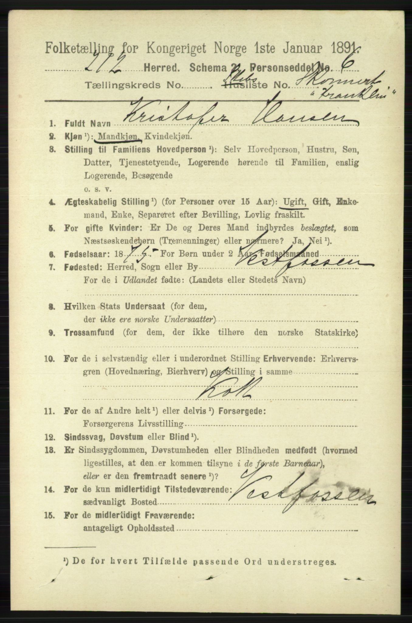 RA, 1891 census for 1116 Eigersund herred, 1891, p. 3429