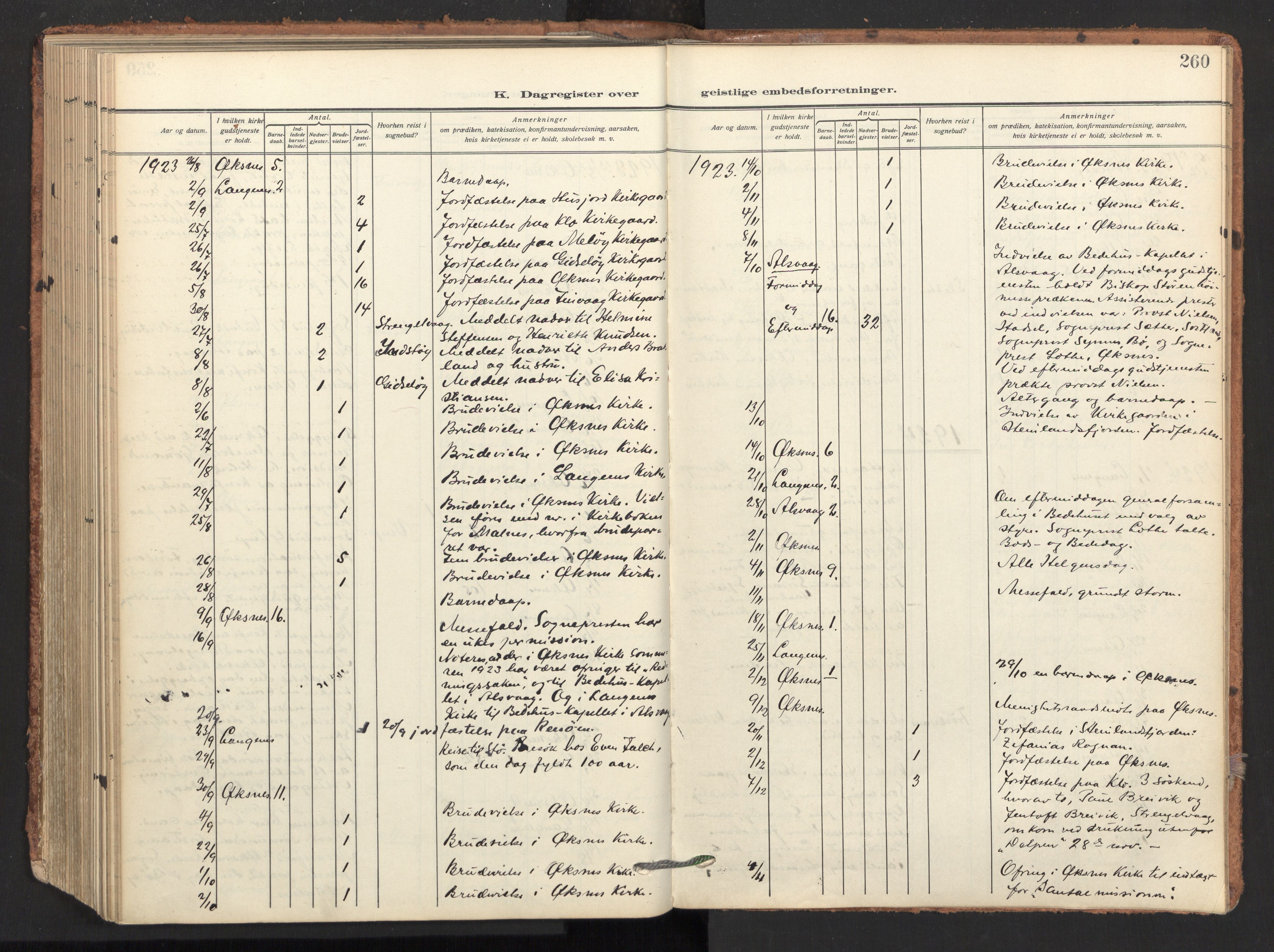 Ministerialprotokoller, klokkerbøker og fødselsregistre - Nordland, SAT/A-1459/893/L1343: Parish register (official) no. 893A15, 1914-1928, p. 260
