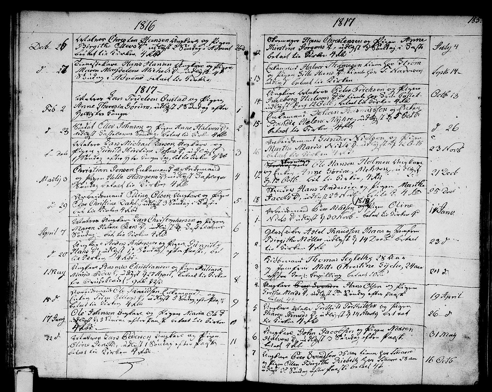 Strømsø kirkebøker, SAKO/A-246/F/Fa/L0010: Parish register (official) no. I 10, 1792-1822, p. 185