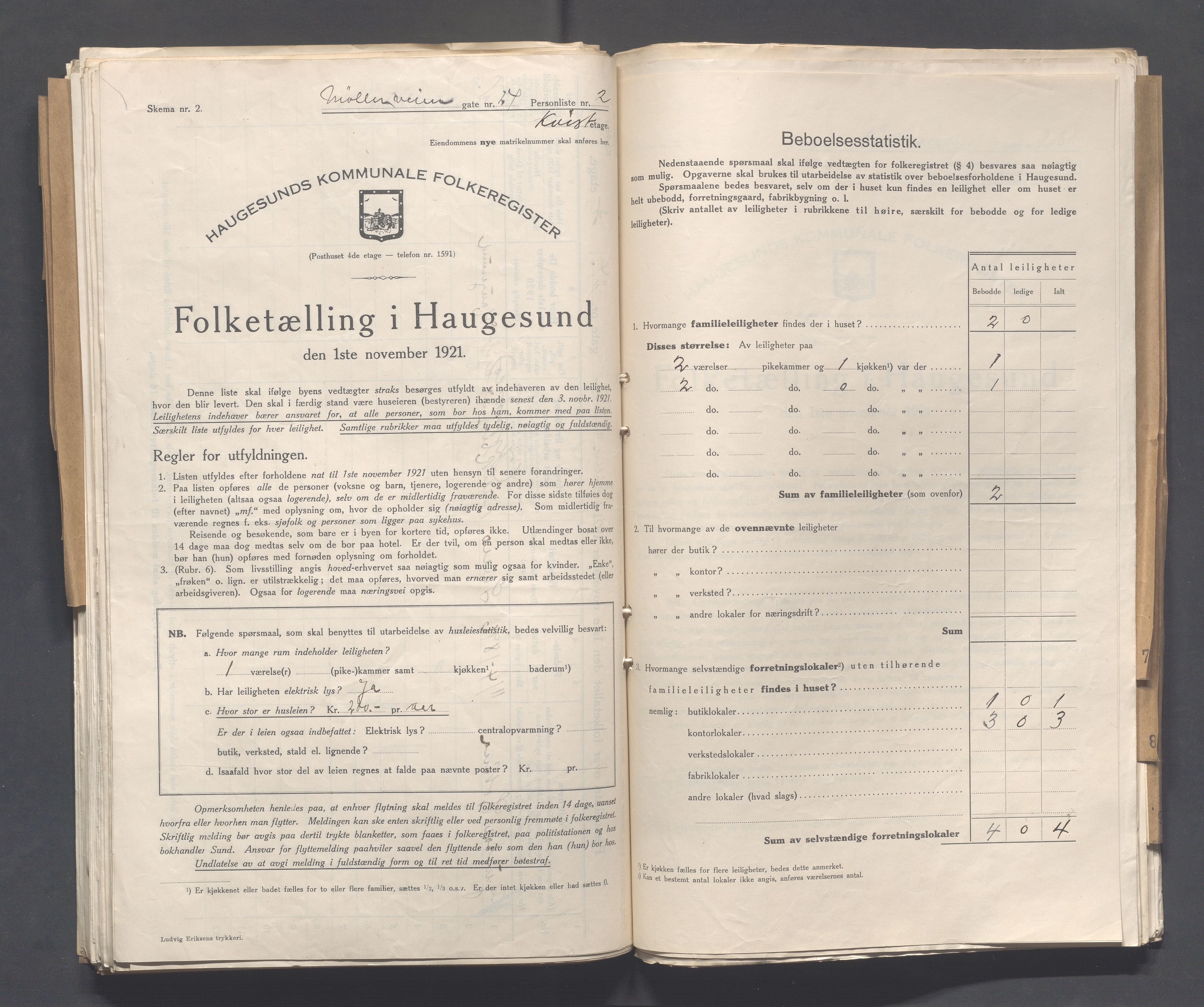 IKAR, Local census 1.11.1921 for Haugesund, 1921, p. 3134