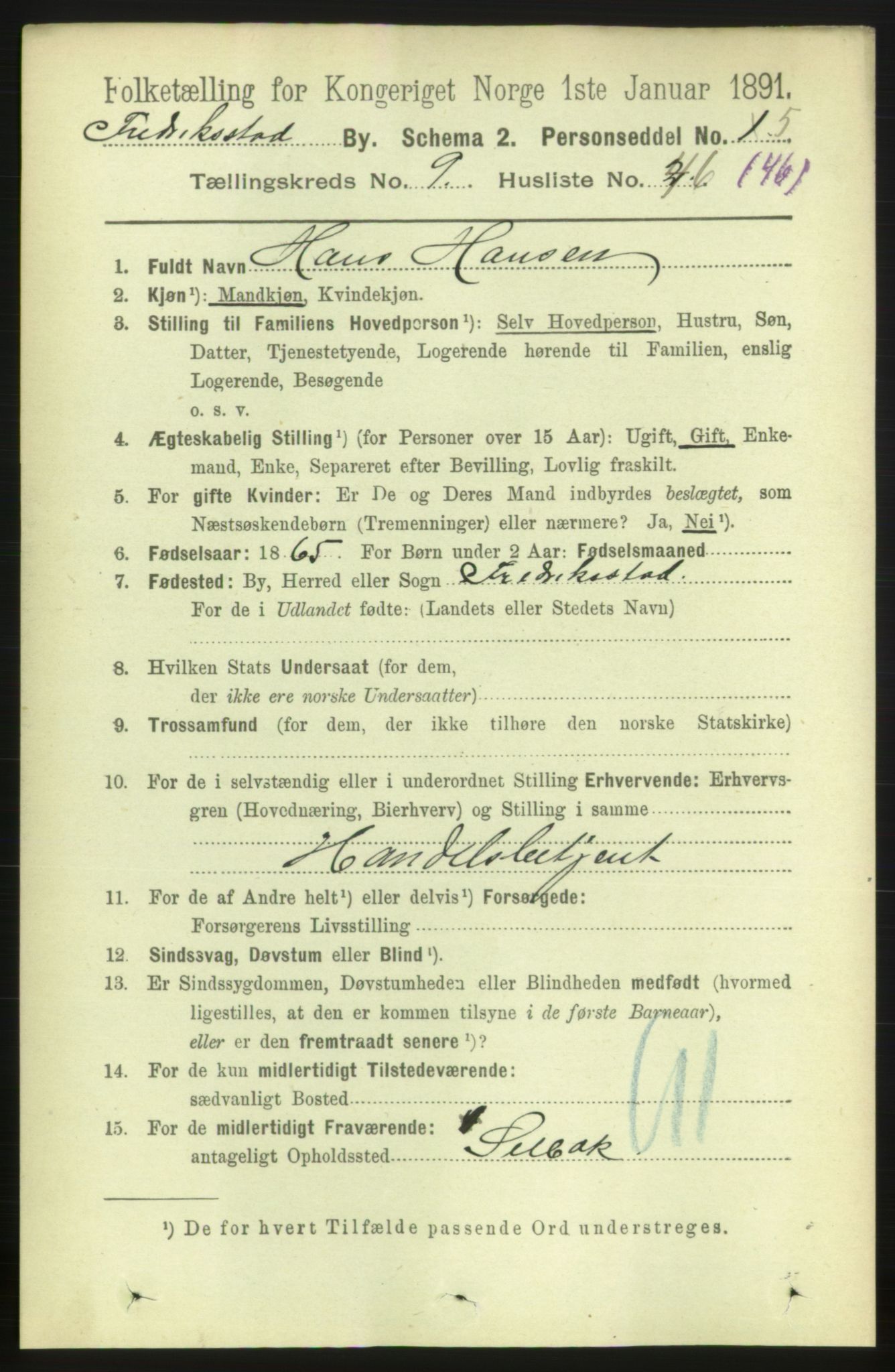 RA, 1891 census for 0103 Fredrikstad, 1891, p. 10914