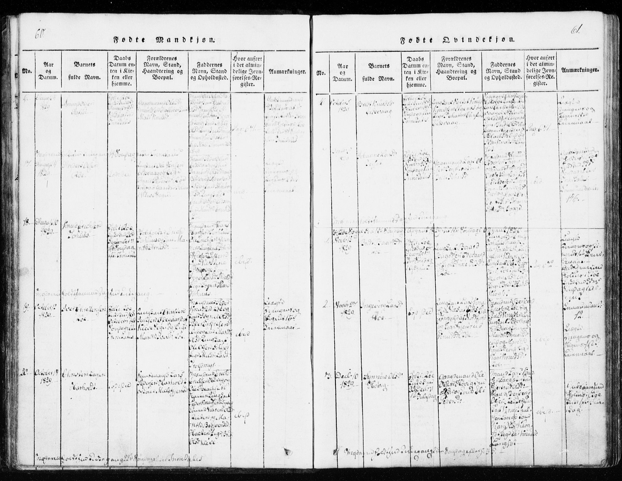 Ministerialprotokoller, klokkerbøker og fødselsregistre - Møre og Romsdal, SAT/A-1454/551/L0623: Parish register (official) no. 551A03, 1818-1831, p. 60-61