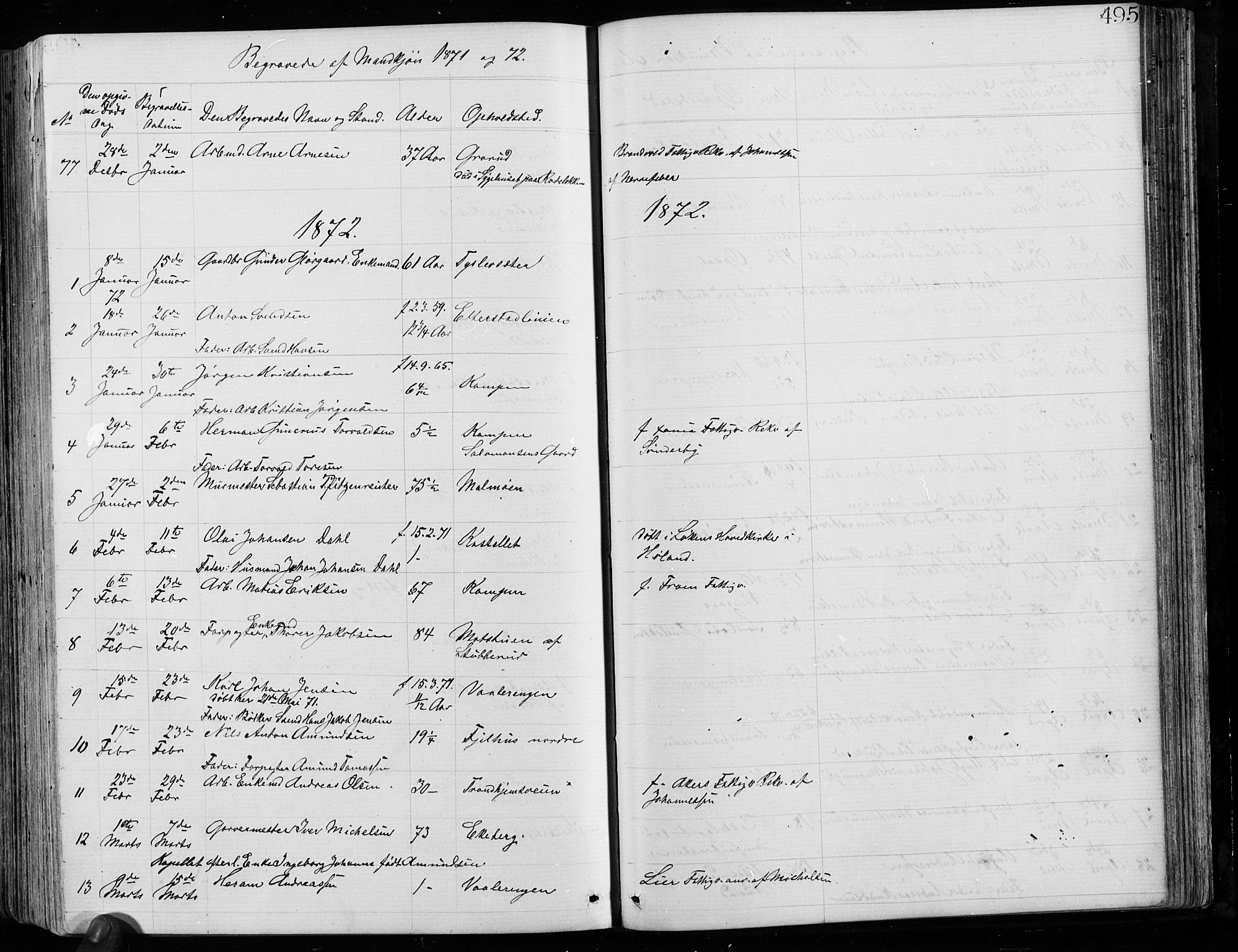 Østre Aker prestekontor Kirkebøker, SAO/A-10840/G/Ga/L0003: Parish register (copy) no. I 3, 1868-1913, p. 495