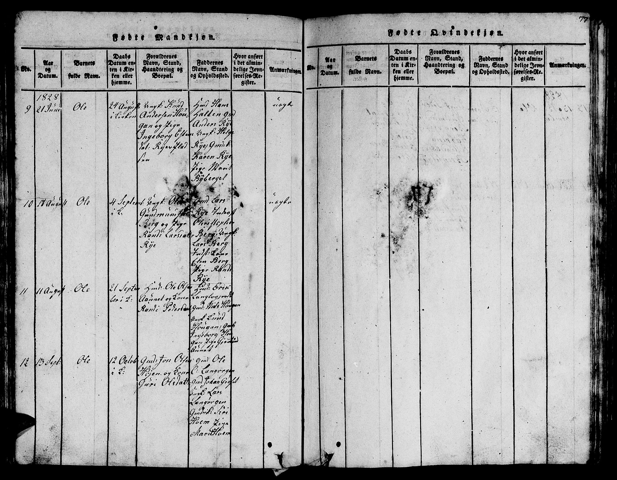 Ministerialprotokoller, klokkerbøker og fødselsregistre - Sør-Trøndelag, AV/SAT-A-1456/612/L0385: Parish register (copy) no. 612C01, 1816-1845, p. 77