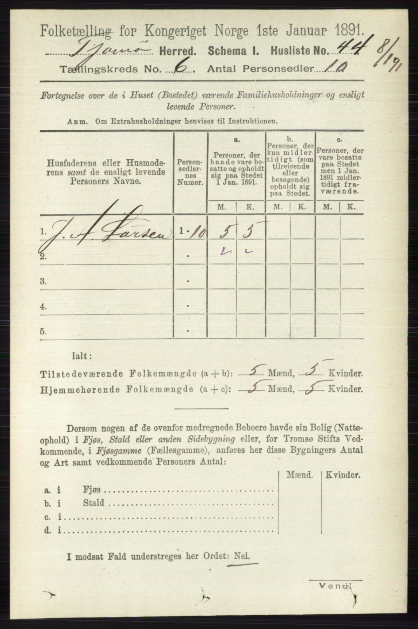 RA, 1891 census for 0723 Tjøme, 1891, p. 2103