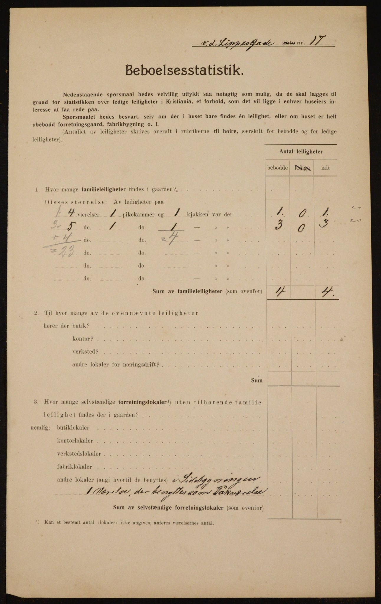 OBA, Municipal Census 1910 for Kristiania, 1910, p. 118888