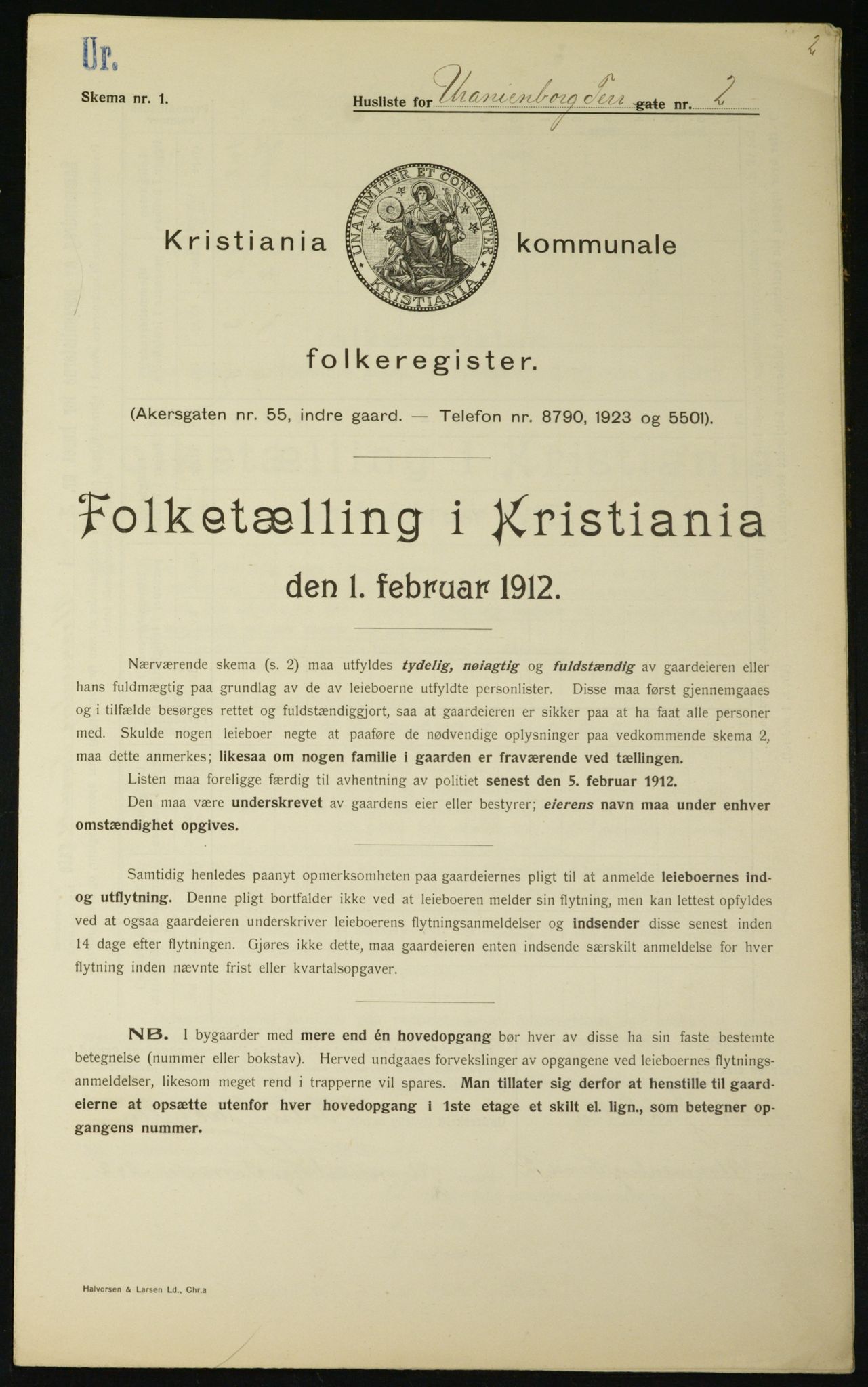 OBA, Municipal Census 1912 for Kristiania, 1912, p. 120191