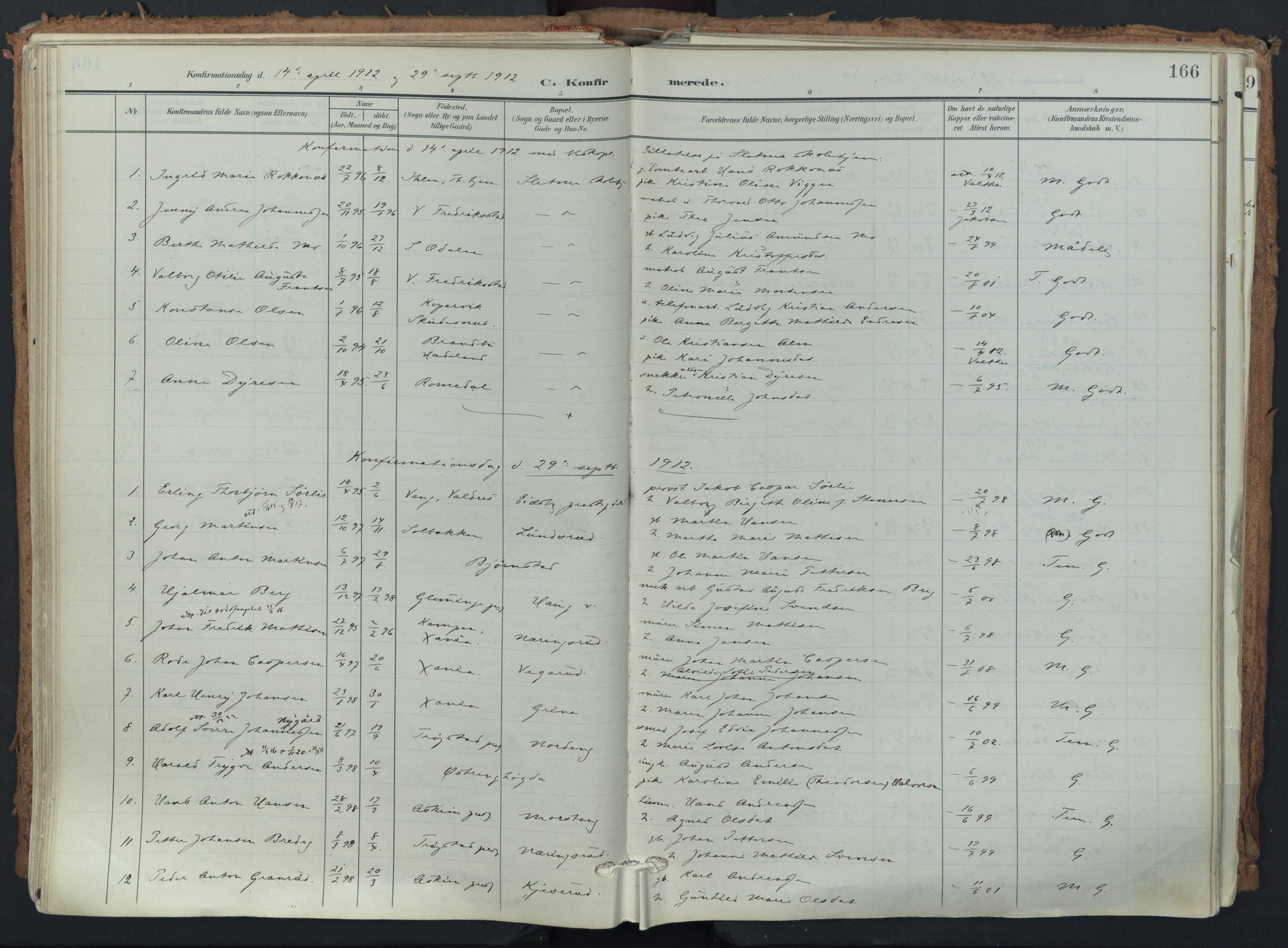 Eidsberg prestekontor Kirkebøker, AV/SAO-A-10905/F/Fa/L0014: Parish register (official) no. I 14, 1902-1919, p. 166