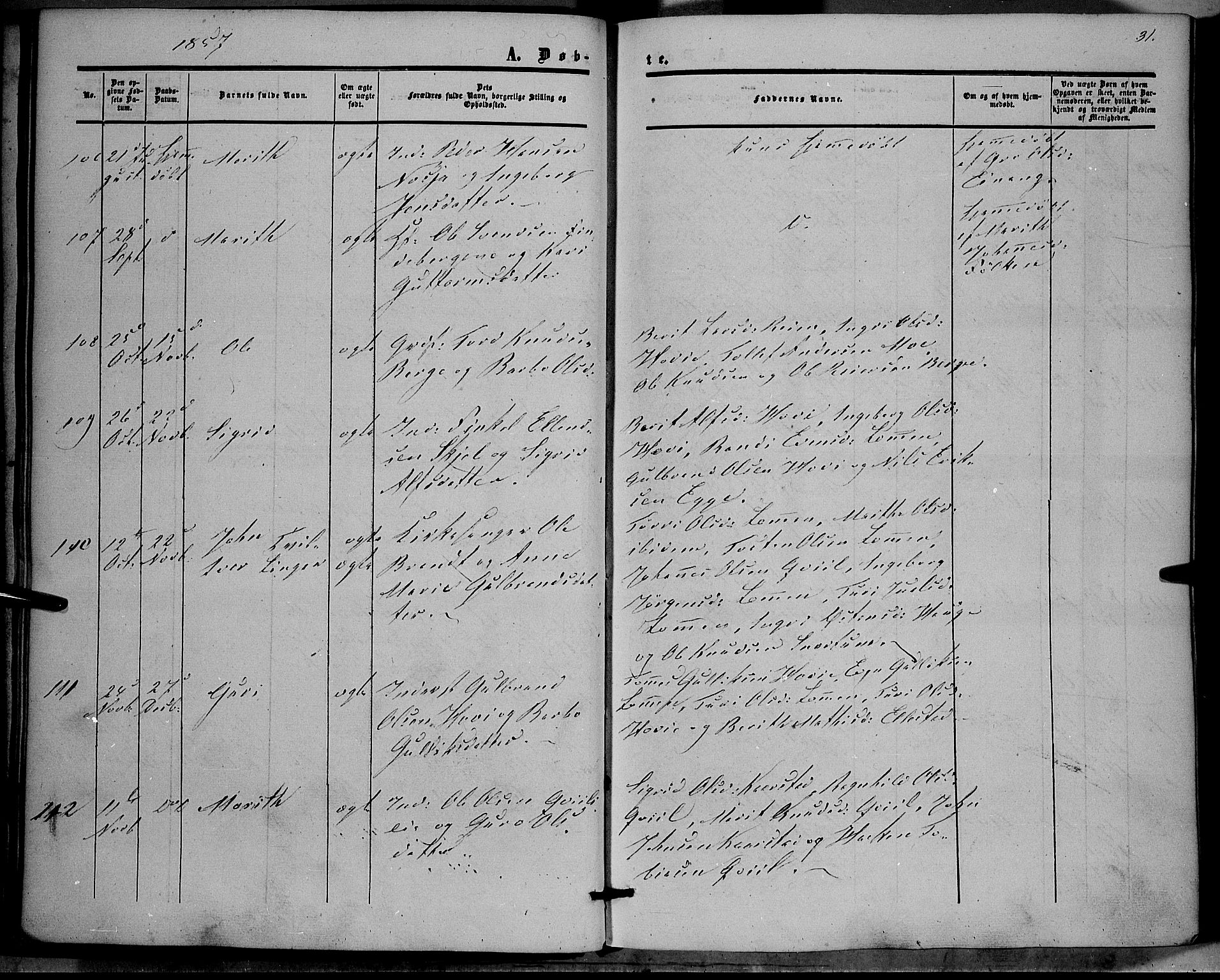 Vestre Slidre prestekontor, AV/SAH-PREST-136/H/Ha/Haa/L0002: Parish register (official) no. 2, 1856-1864, p. 31