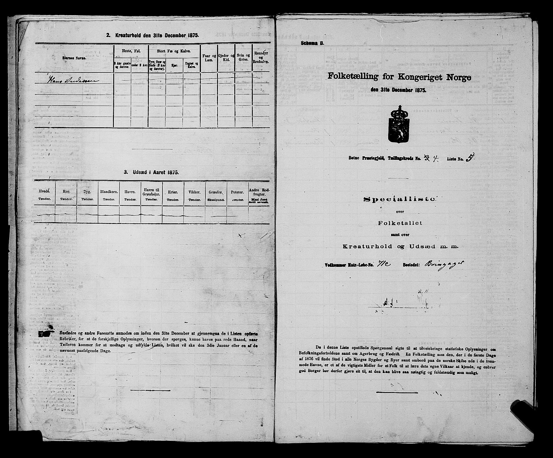 SAKO, 1875 census for 0715P Botne, 1875, p. 324