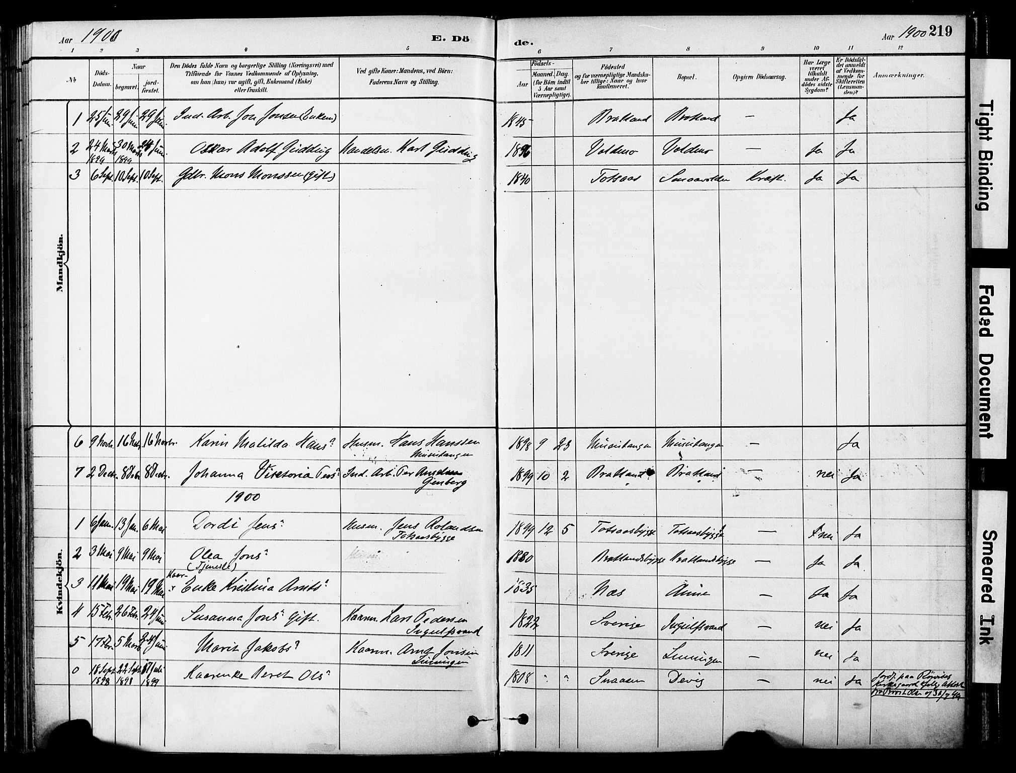 Ministerialprotokoller, klokkerbøker og fødselsregistre - Nord-Trøndelag, SAT/A-1458/755/L0494: Parish register (official) no. 755A03, 1882-1902, p. 219