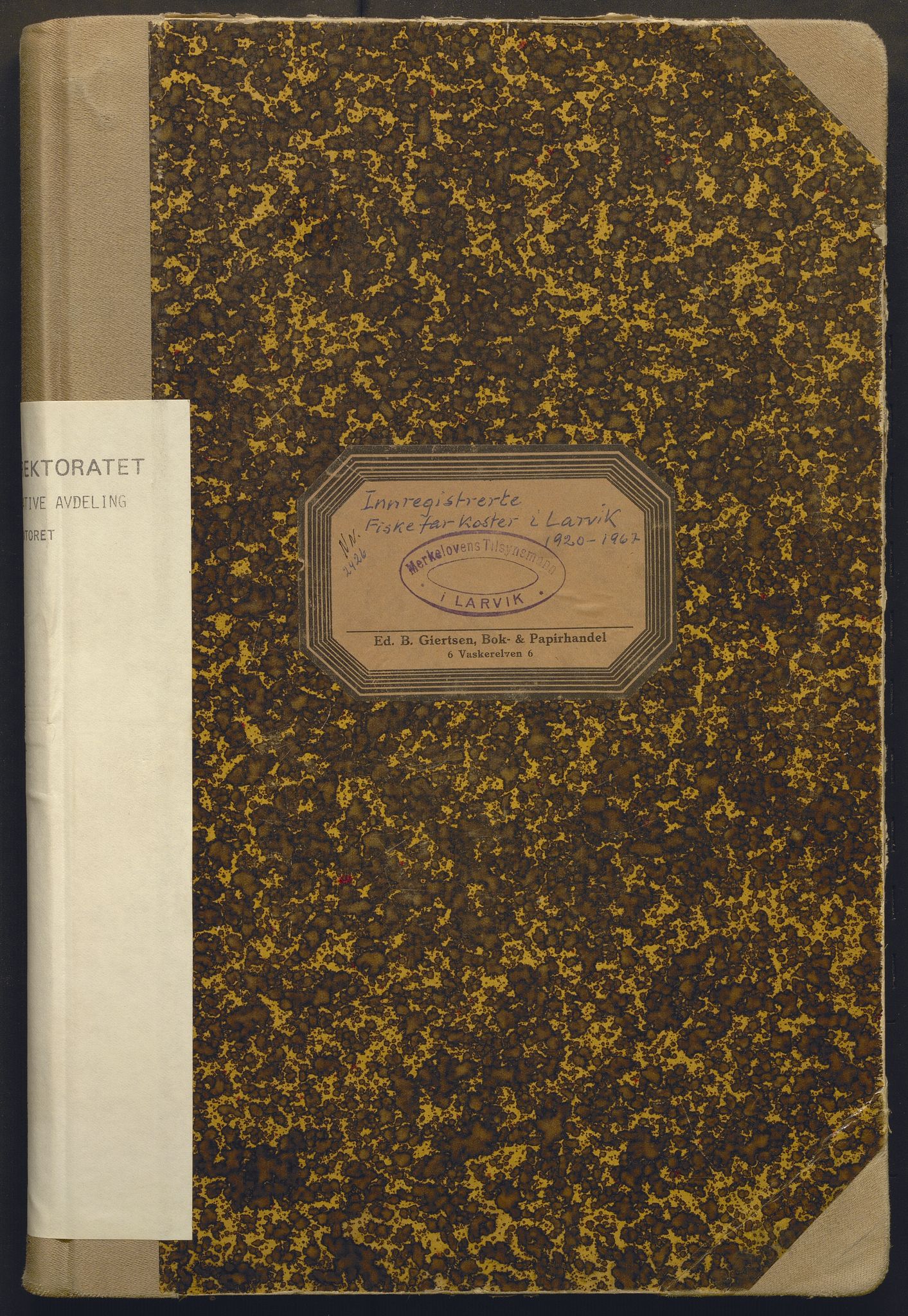 Fiskeridirektoratet - 1 Adm. ledelse - 13 Båtkontoret, AV/SAB-A-2003/I/Ia/Iam/L0007: 135.1305/1 Merkeprotokoll - Larvik, 1920-1967