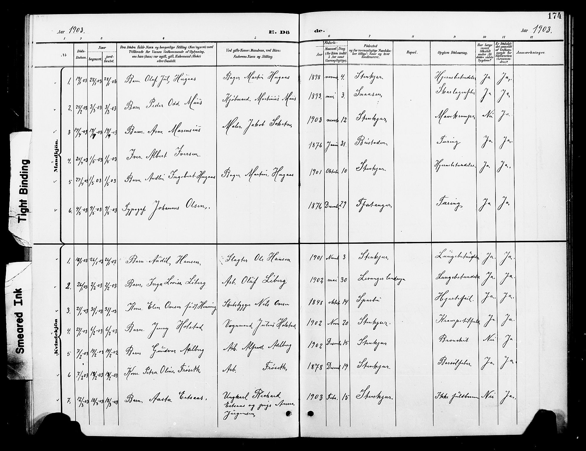 Ministerialprotokoller, klokkerbøker og fødselsregistre - Nord-Trøndelag, SAT/A-1458/739/L0375: Parish register (copy) no. 739C03, 1898-1908, p. 174