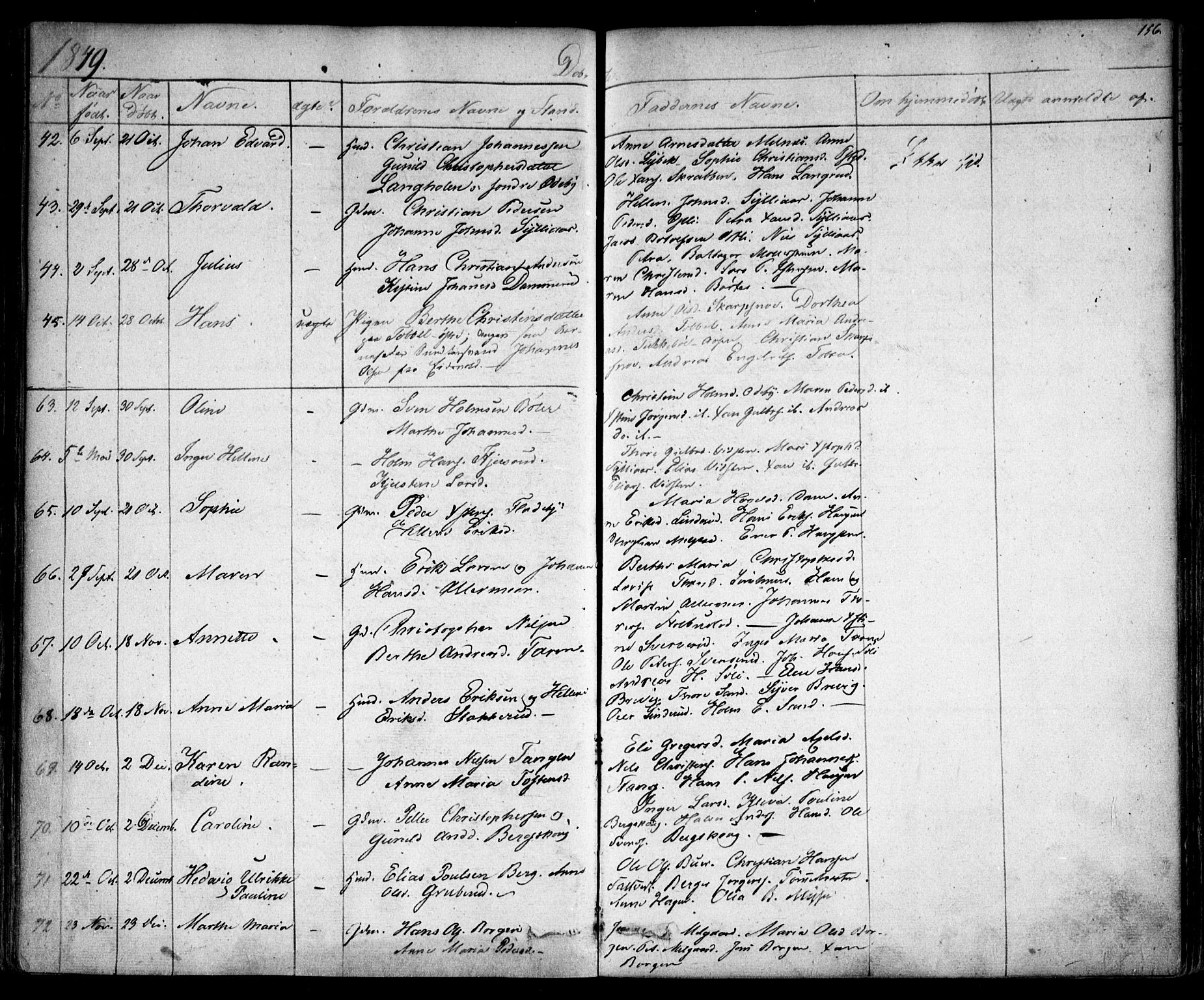 Enebakk prestekontor Kirkebøker, AV/SAO-A-10171c/F/Fa/L0009: Parish register (official) no. I 9, 1832-1861, p. 156