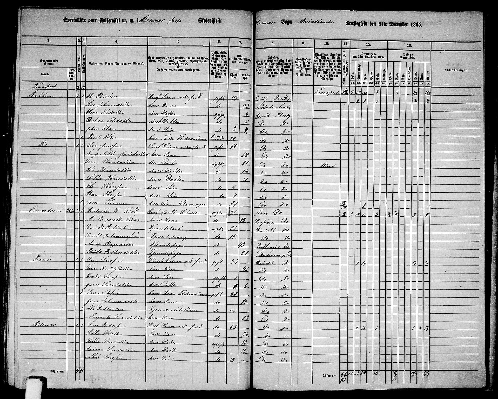 RA, 1865 census for Kvinnherad, 1865, p. 181