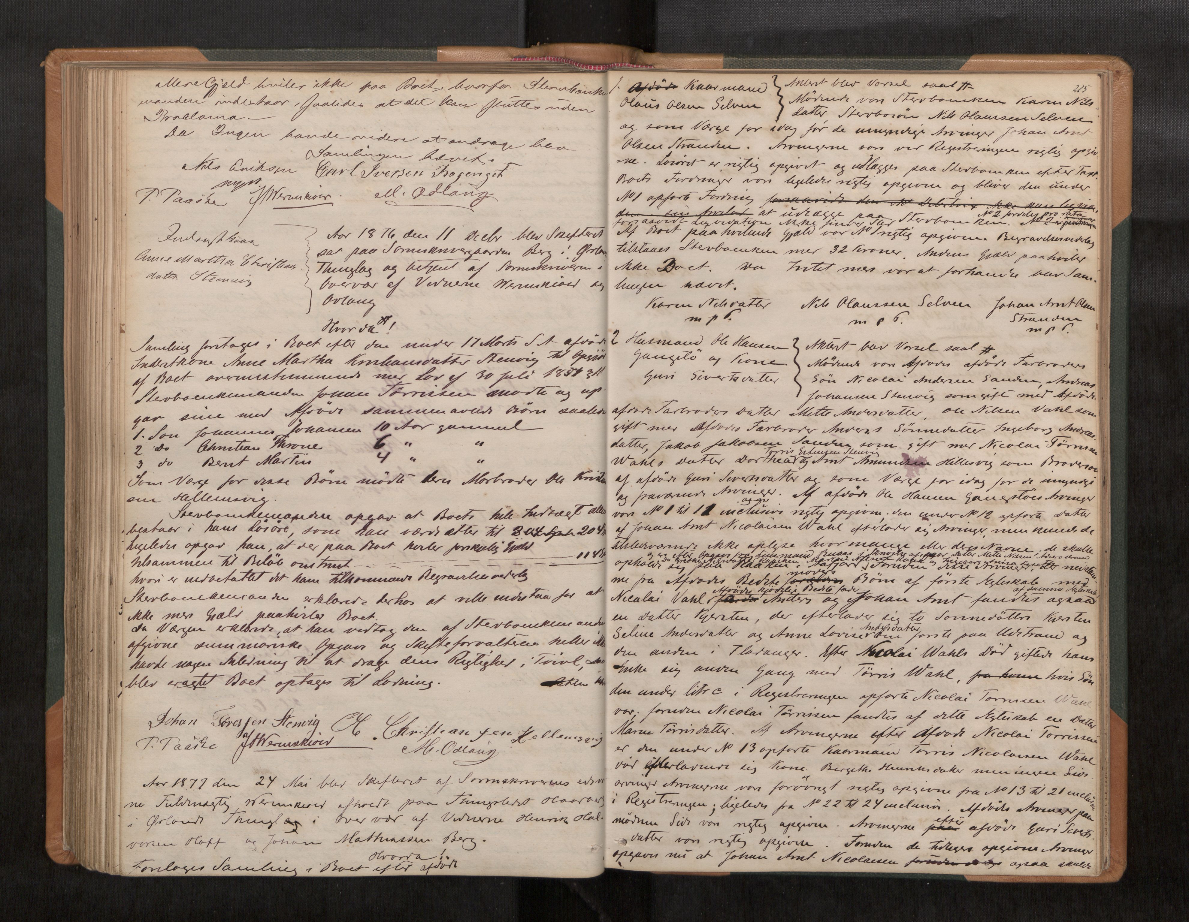 Fosen sorenskriveri, AV/SAT-A-1107/1/3/3B/L0003: Skiftebehandlingsprotokoll, 1867-1879, p. 215