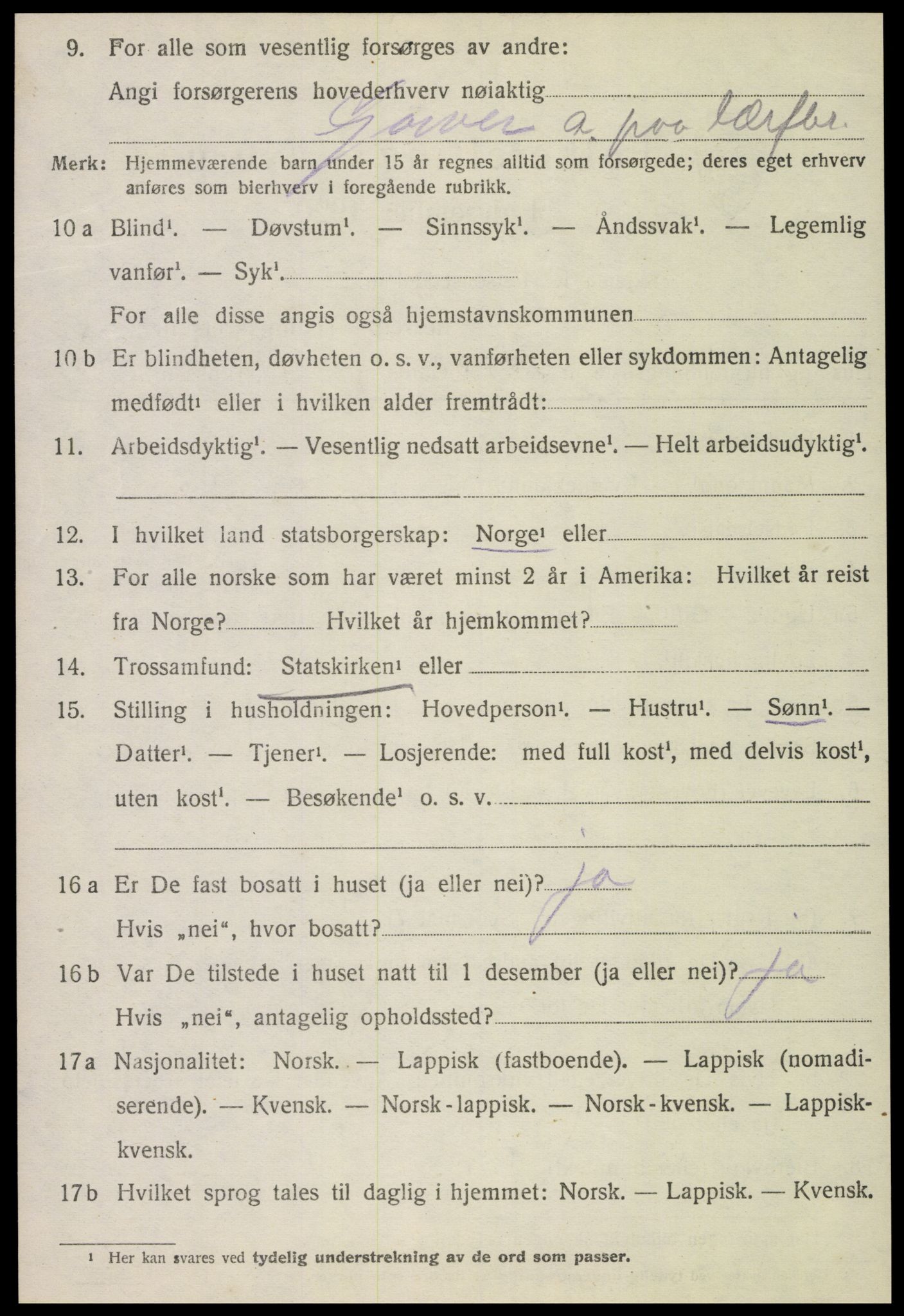 SAT, 1920 census for Verdal, 1920, p. 6690