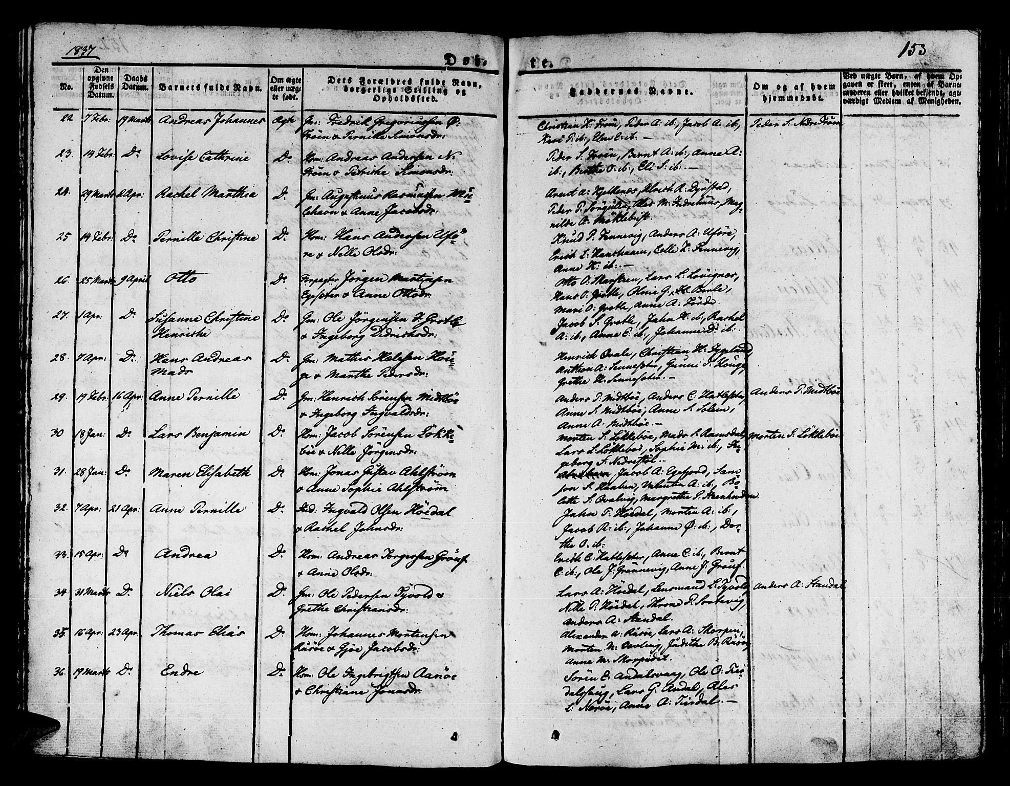Kinn sokneprestembete, SAB/A-80801/H/Haa/Haaa/L0004/0001: Parish register (official) no. A 4I, 1822-1840, p. 153