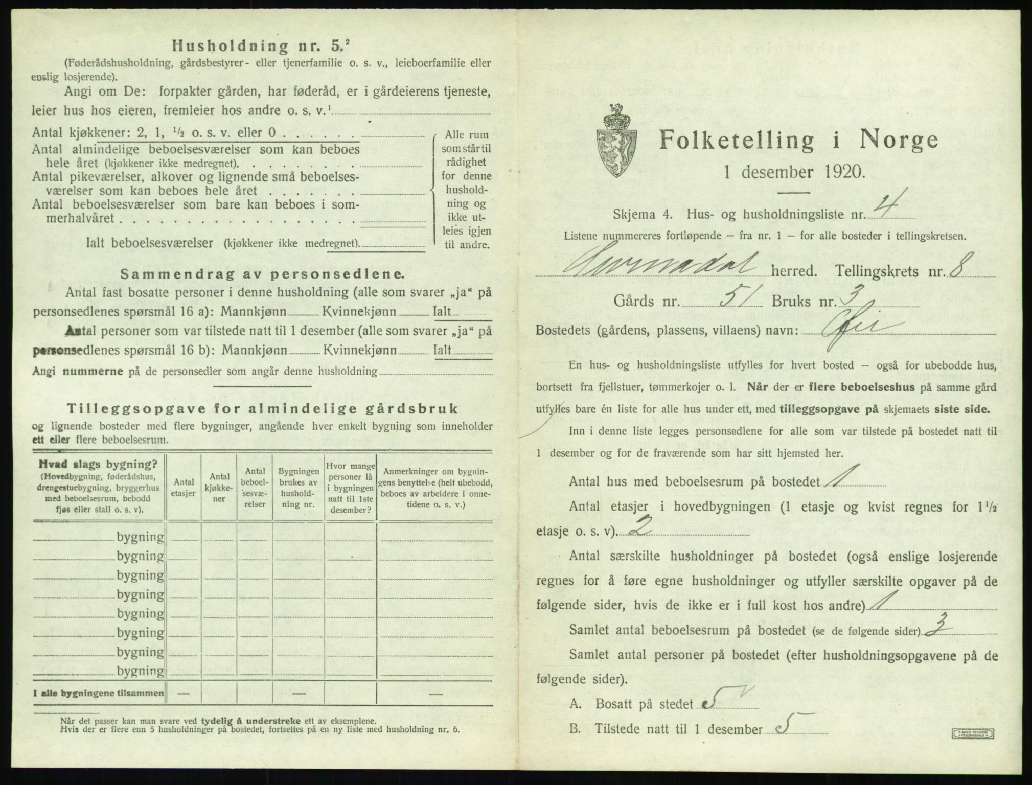 SAT, 1920 census for Surnadal, 1920, p. 807