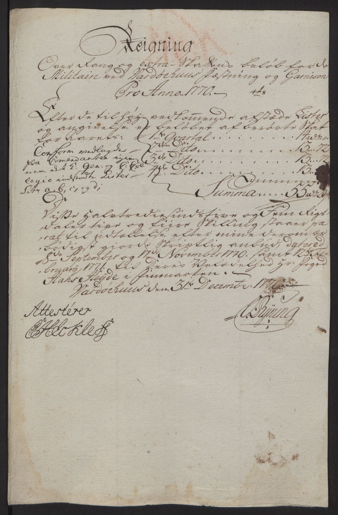 Rentekammeret inntil 1814, Reviderte regnskaper, Fogderegnskap, AV/RA-EA-4092/R69/L4910: Ekstraskatten  Finnmark/Vardøhus, 1762-1772, p. 401