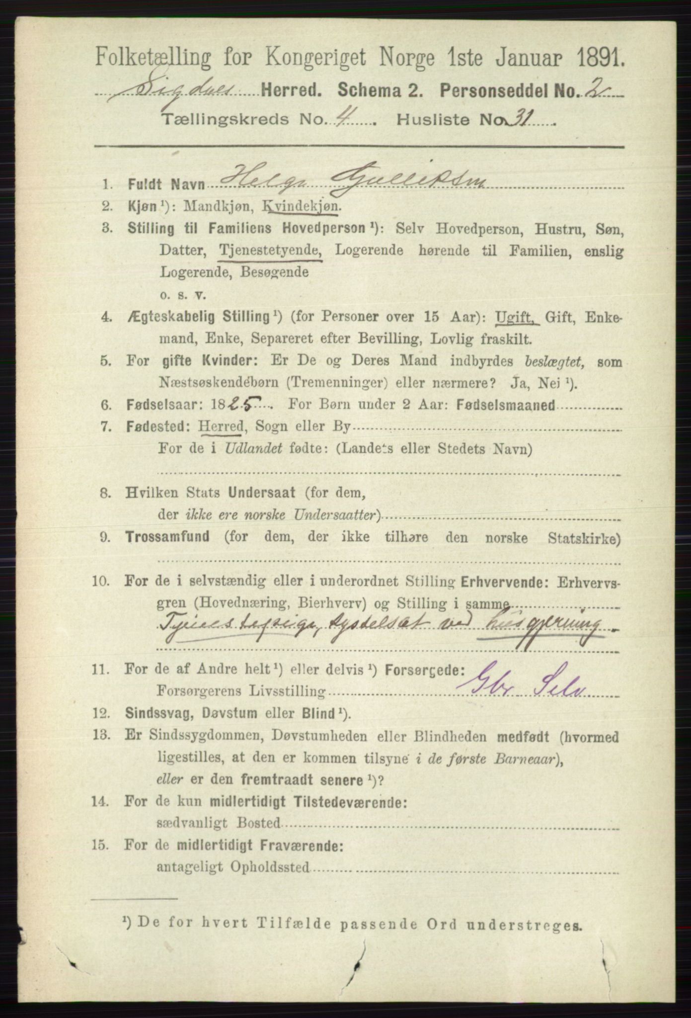 RA, 1891 census for 0621 Sigdal, 1891, p. 1835