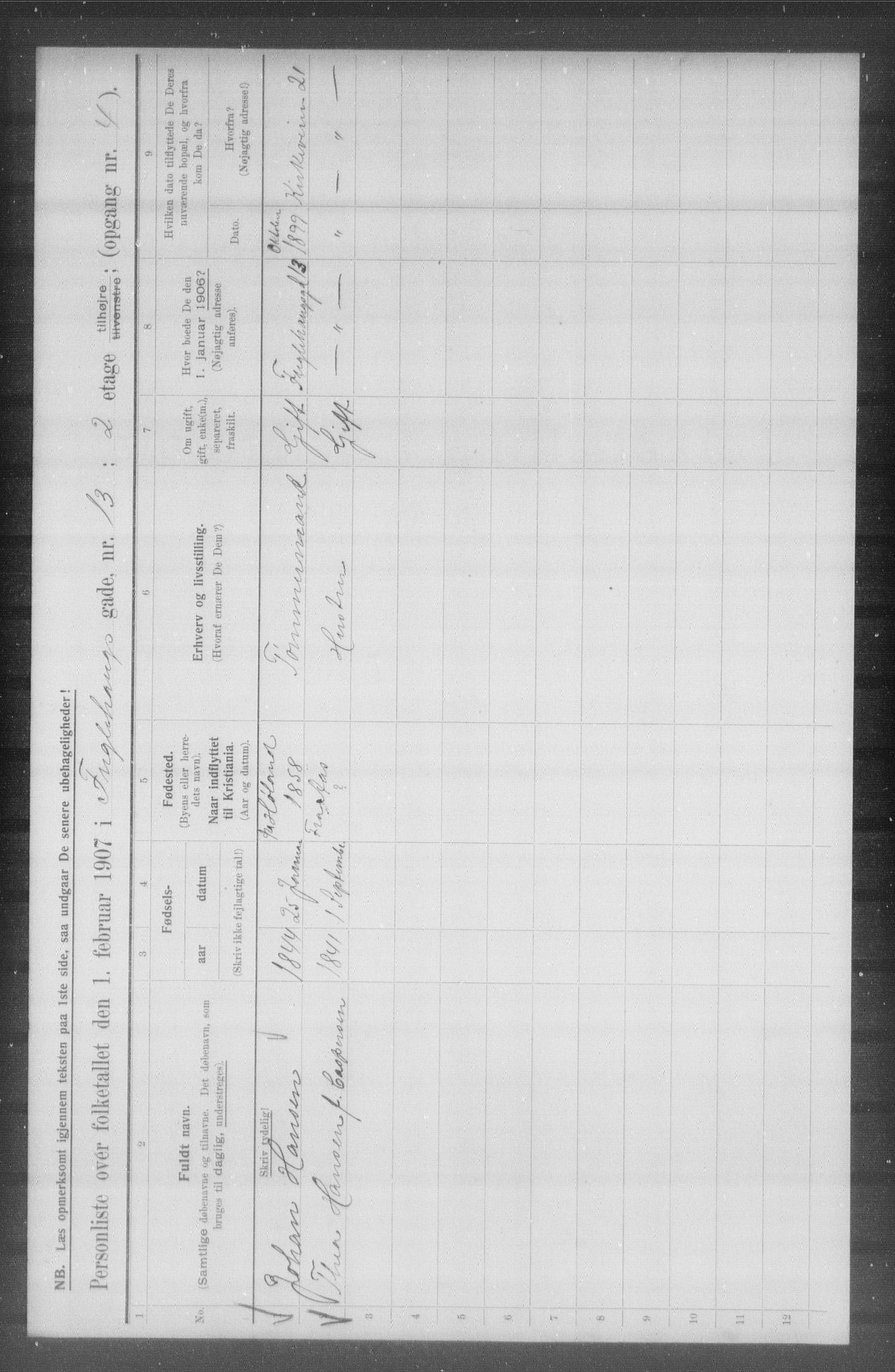 OBA, Municipal Census 1907 for Kristiania, 1907, p. 14469