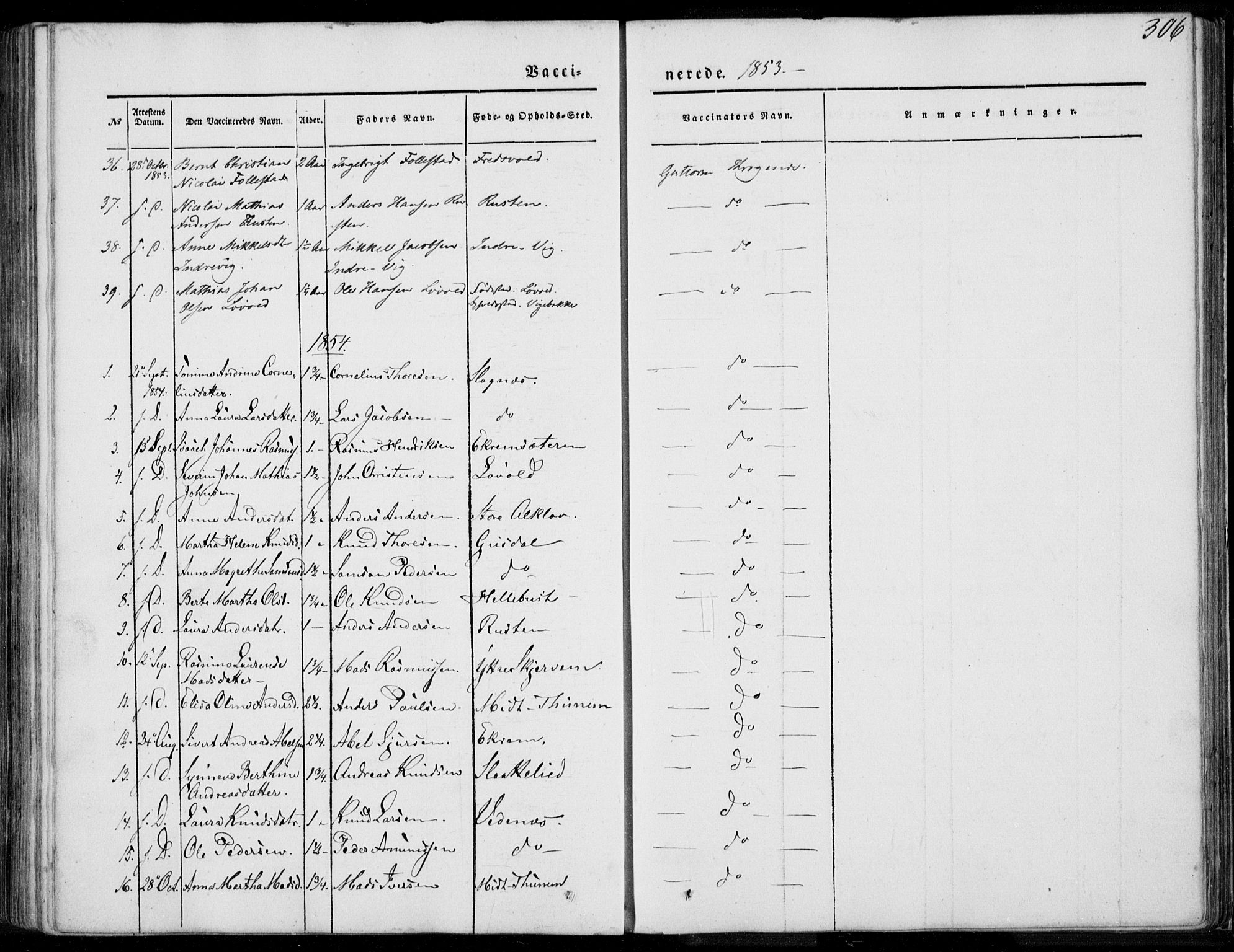 Ministerialprotokoller, klokkerbøker og fødselsregistre - Møre og Romsdal, AV/SAT-A-1454/501/L0006: Parish register (official) no. 501A06, 1844-1868, p. 306