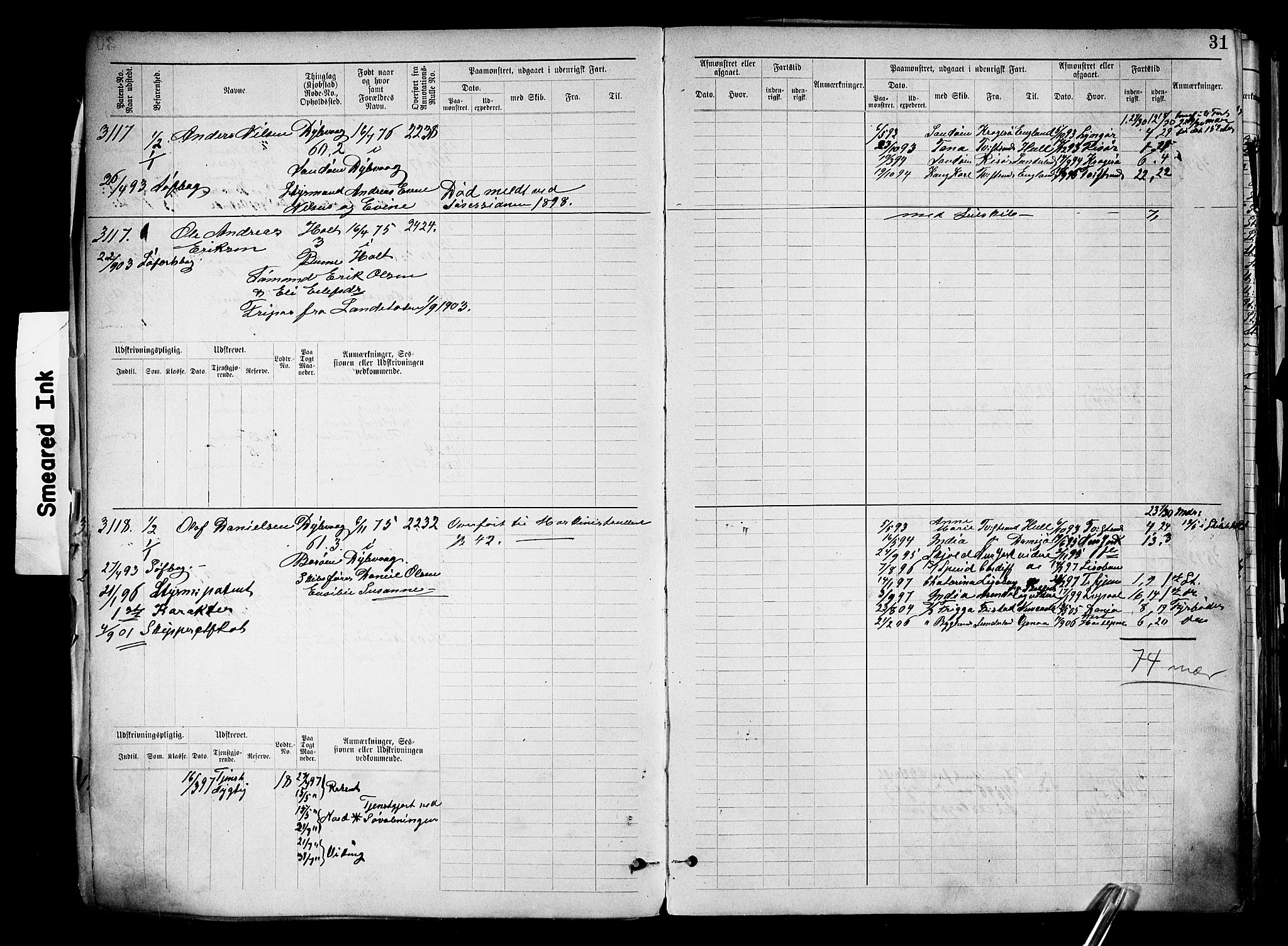 Tvedestrand mønstringskrets, AV/SAK-2031-0011/F/Fb/L0019: Hovedrulle nr 3057-3818, U-35, 1892-1906, p. 35