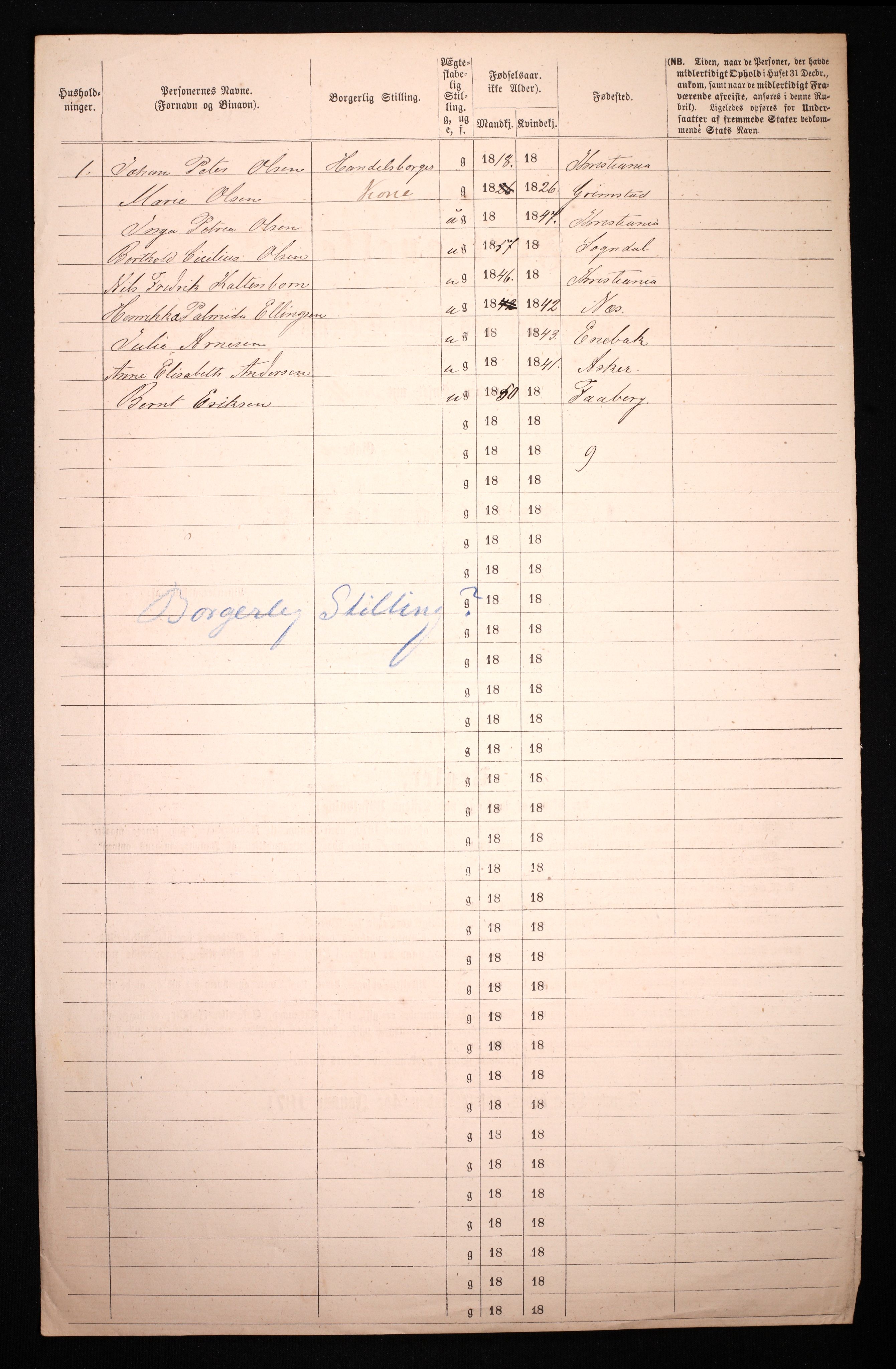 RA, 1870 census for 0301 Kristiania, 1870, p. 3316