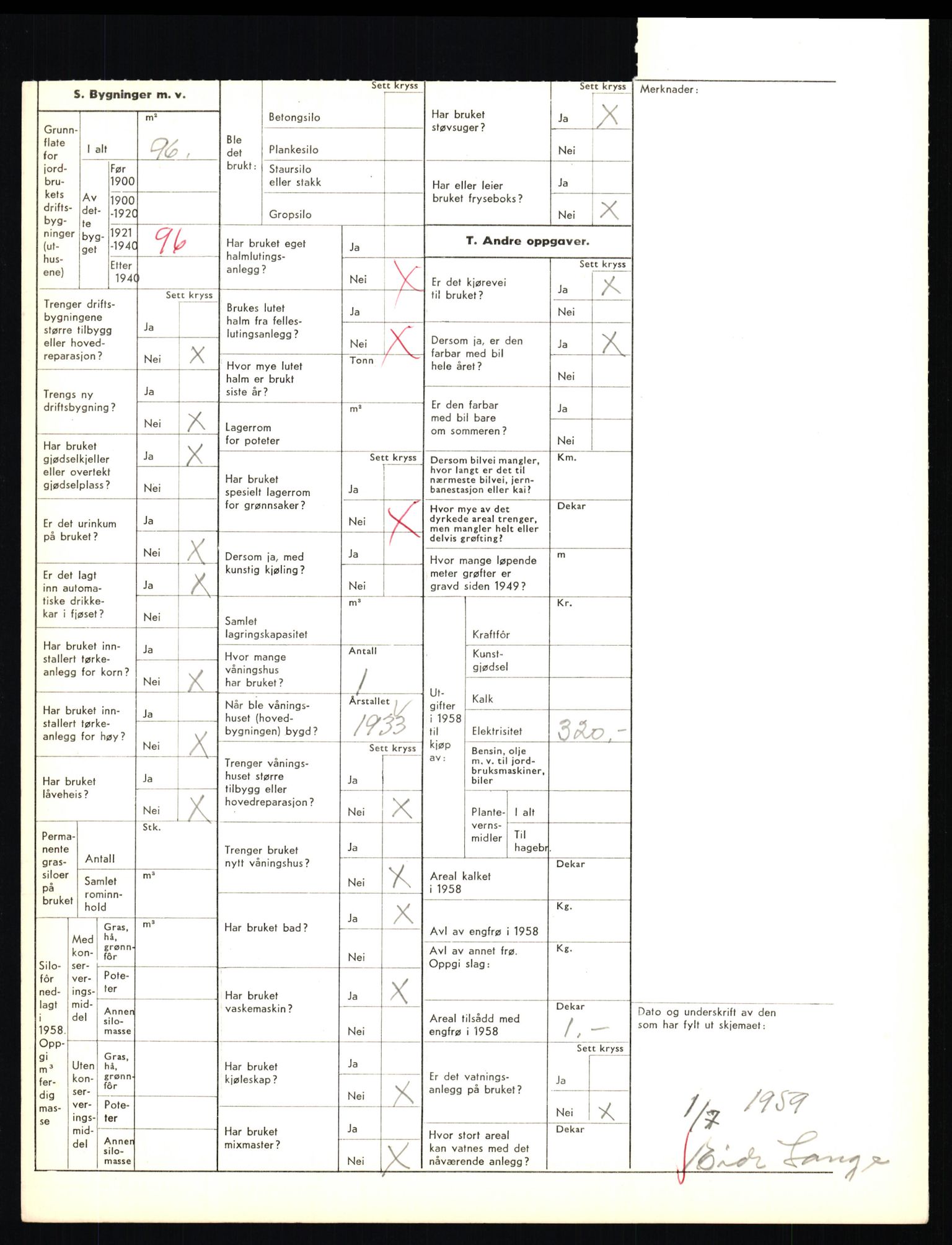 Statistisk sentralbyrå, Næringsøkonomiske emner, Jordbruk, skogbruk, jakt, fiske og fangst, AV/RA-S-2234/G/Gd/L0655: Troms: 1924 Målselv (kl. 4-10), 1959, p. 1184