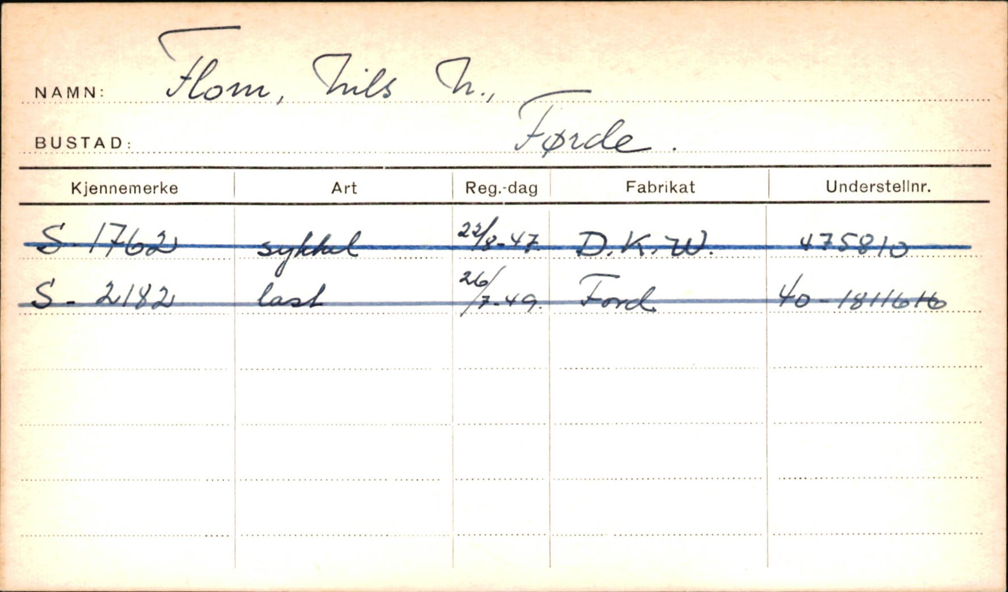 Statens vegvesen, Sogn og Fjordane vegkontor, AV/SAB-A-5301/4/F/L0001D: Eigarregister Fjordane til 1.6.1961, 1930-1961, p. 25